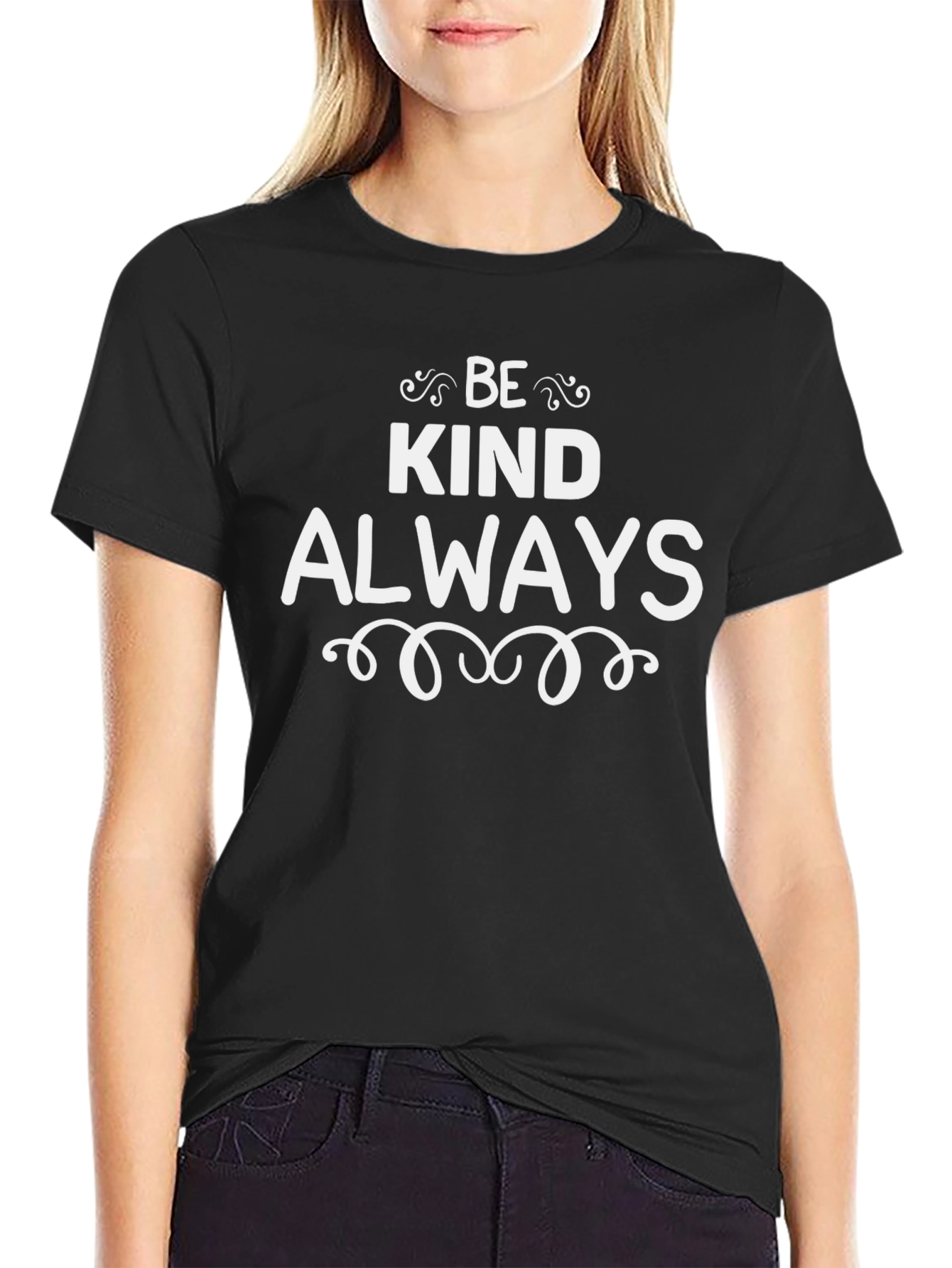 Camiseta Negra con Diseño Sé Amable Siempre
