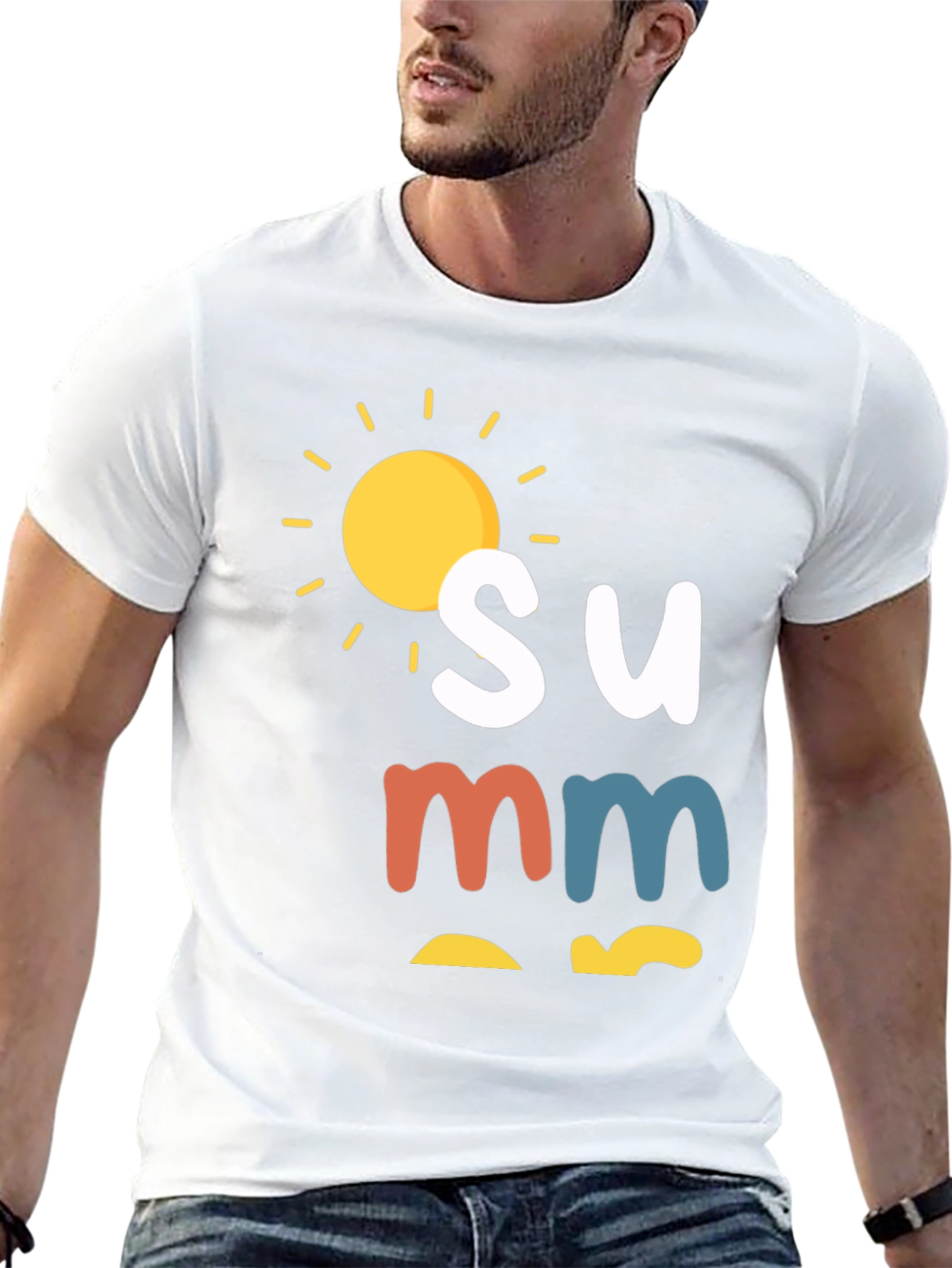 Camiseta Negra de Verano con Diseño de Sol