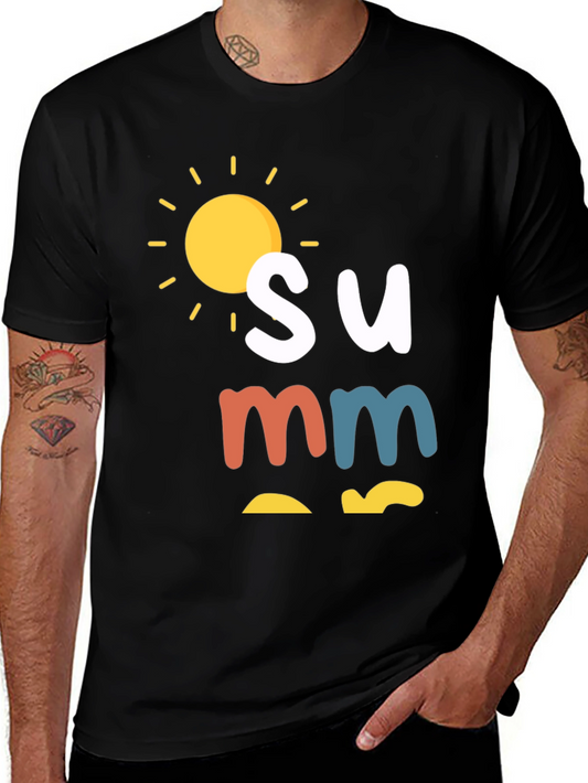 Camiseta Negra de Verano con Diseño de Sol