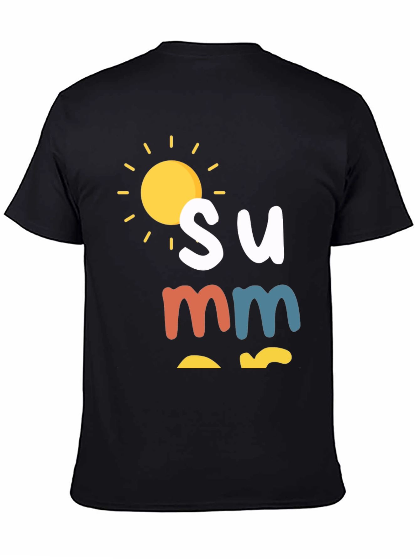 Camiseta Negra de Verano con Diseño de Sol