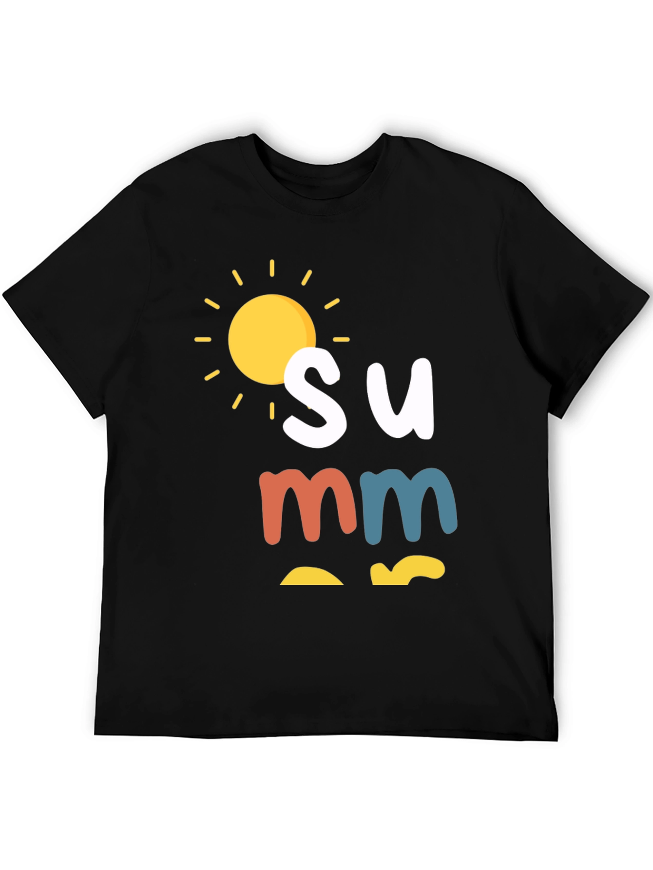 Camiseta Negra de Verano con Diseño de Sol