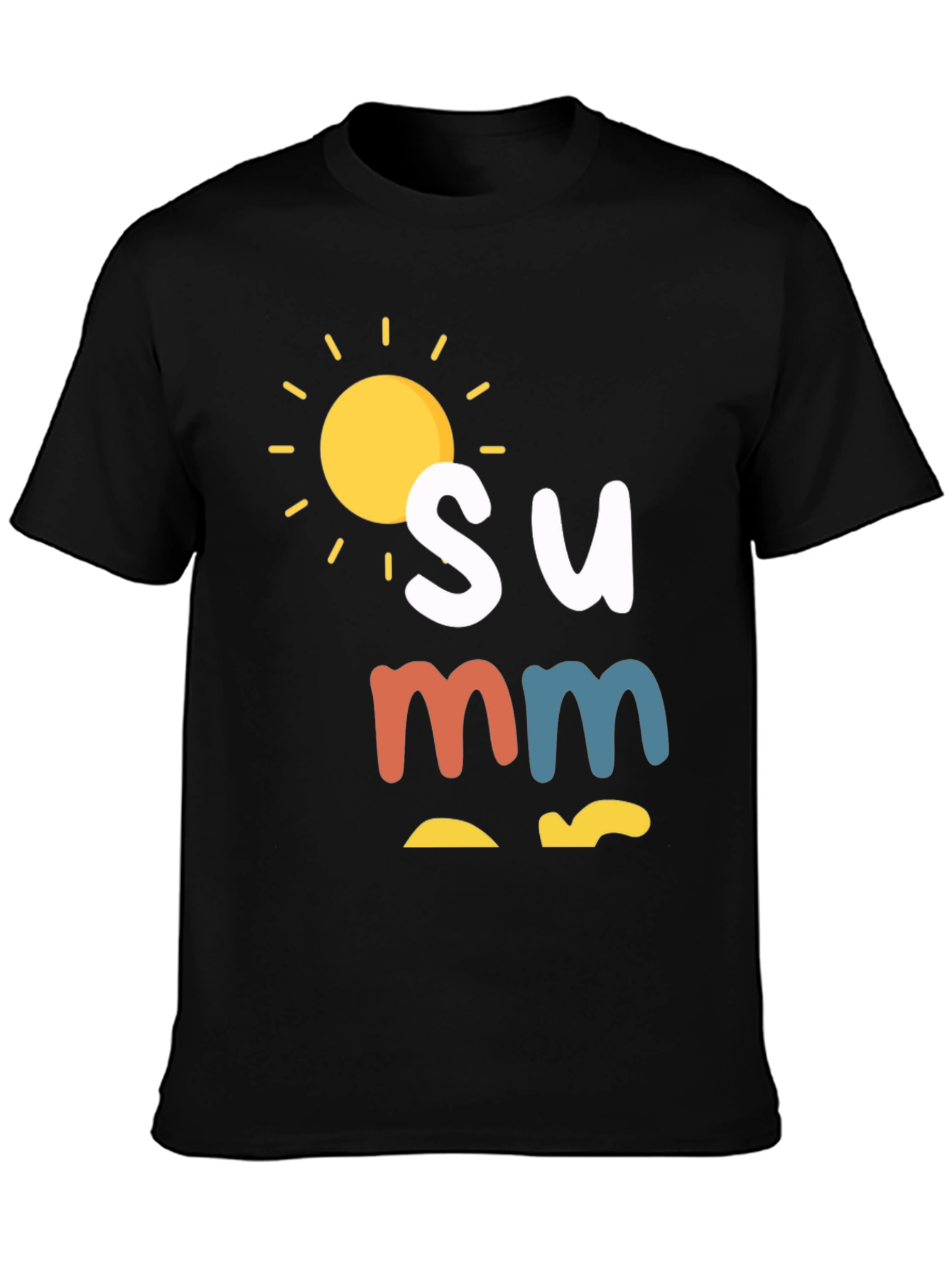 Camiseta Negra de Verano con Diseño de Sol