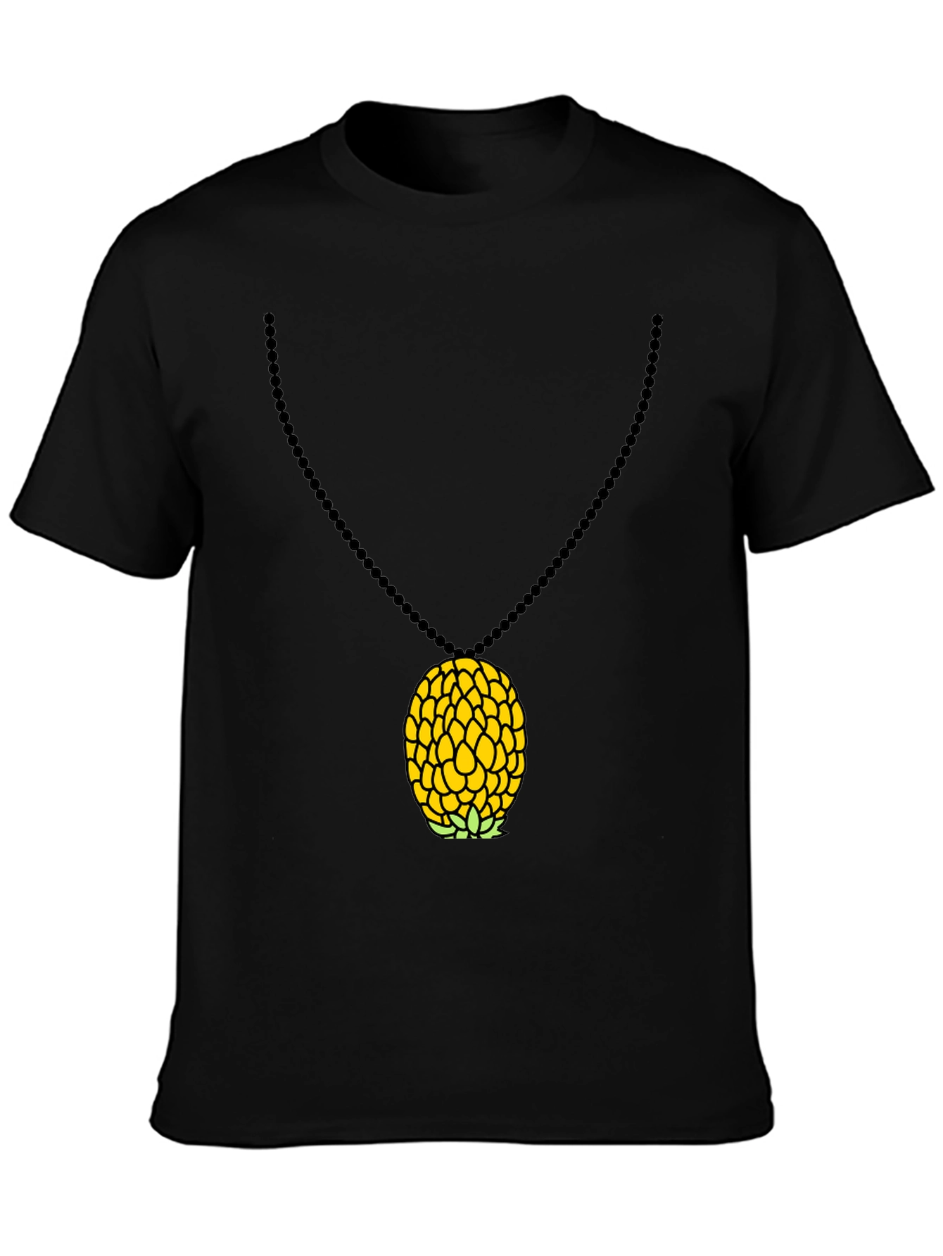 Camiseta Negra con Colgante de Piña
