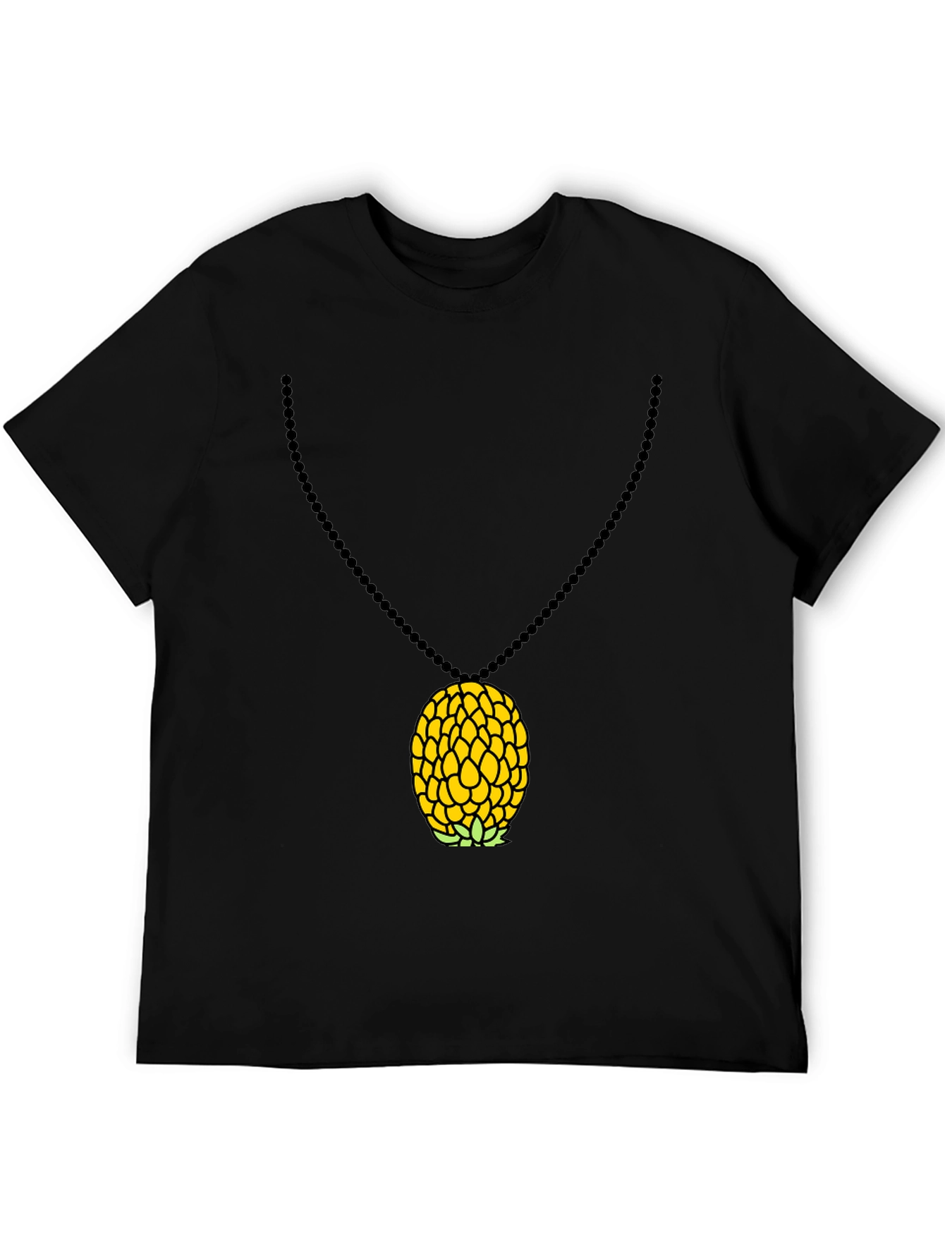 Camiseta Negra con Colgante de Piña