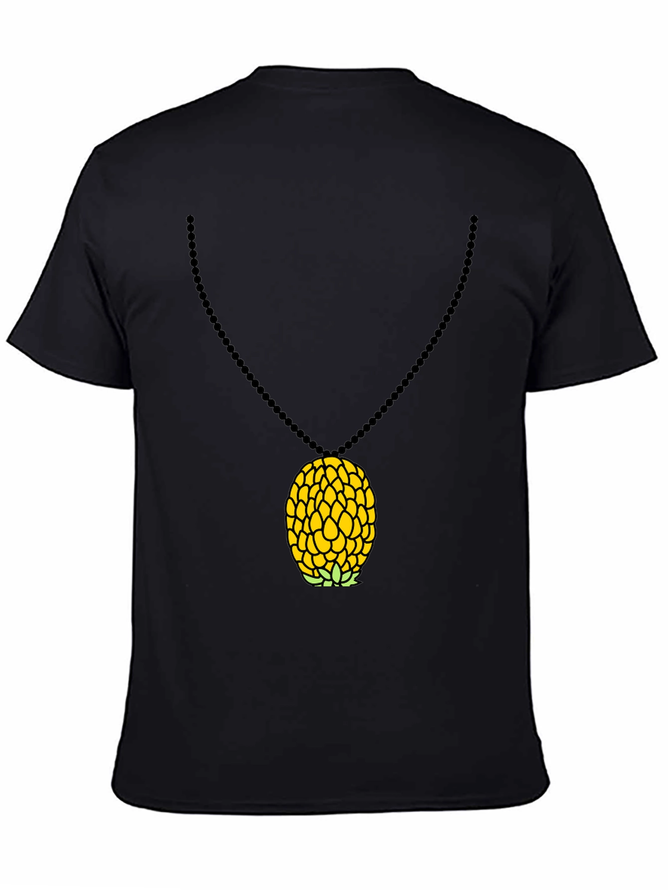 Camiseta Negra con Colgante de Piña