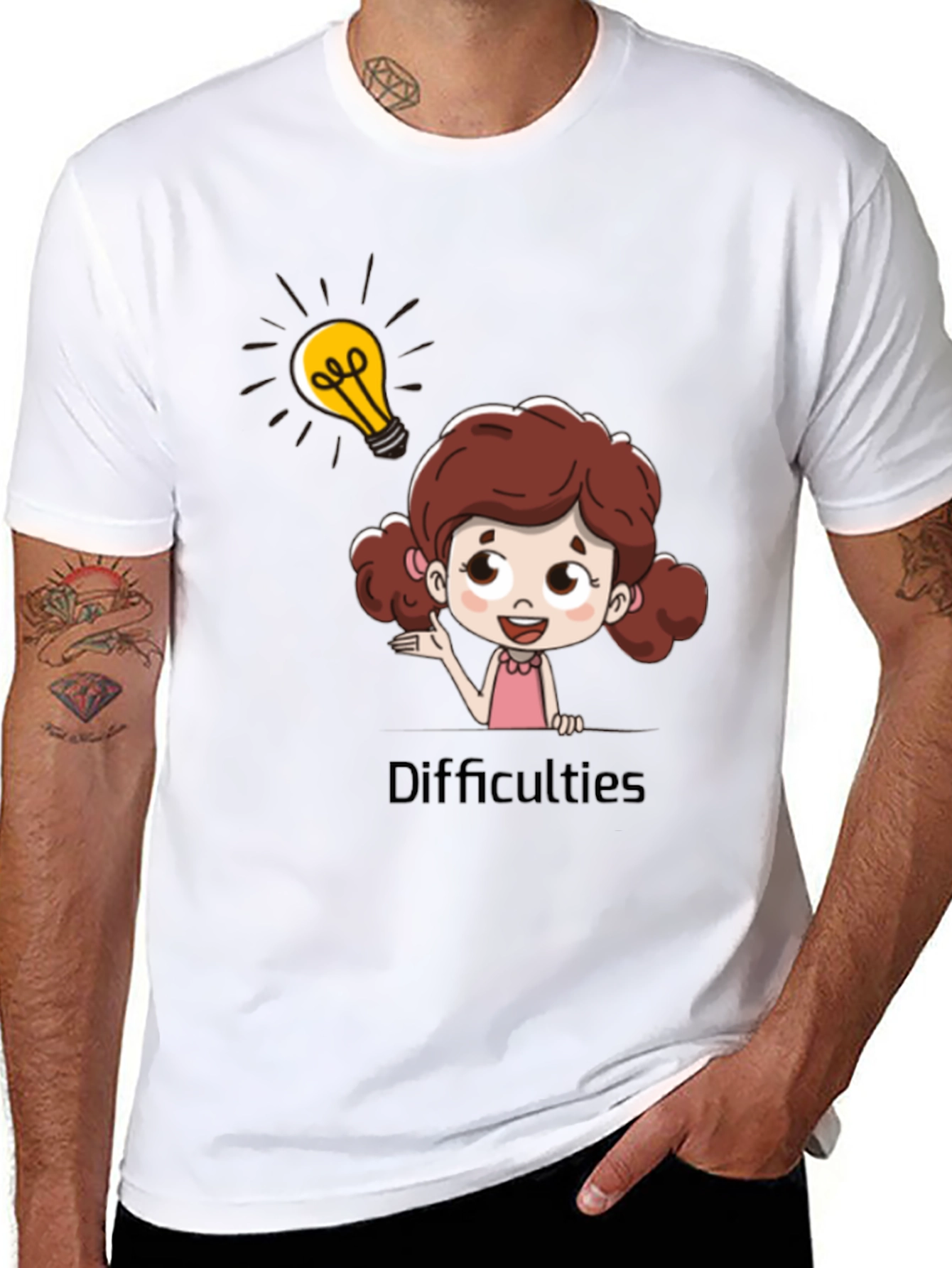 Camiseta Negra Estampada Girl Idea