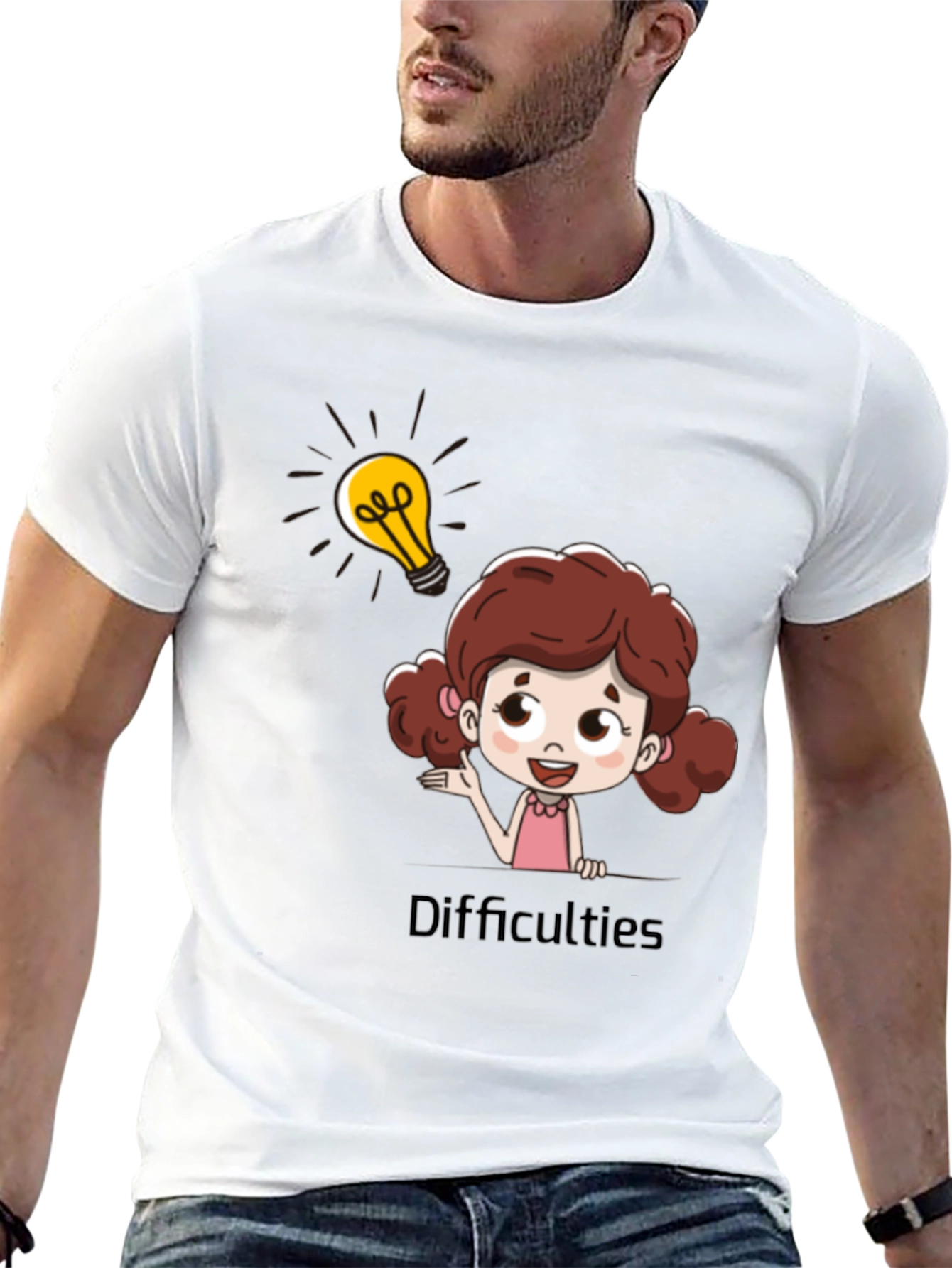 Camiseta Negra Estampada Girl Idea