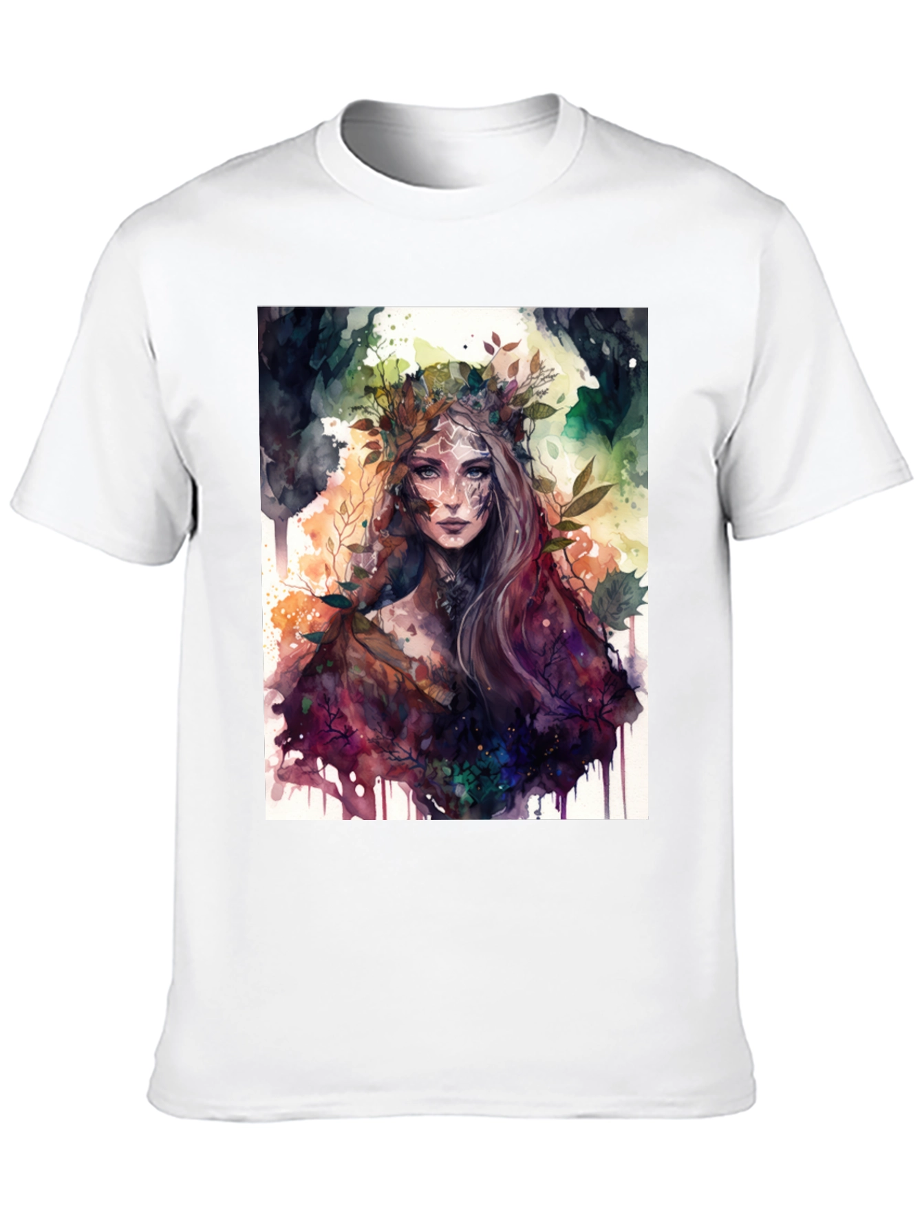 Camiseta Negra con Diseño de Ninfa de Bosque