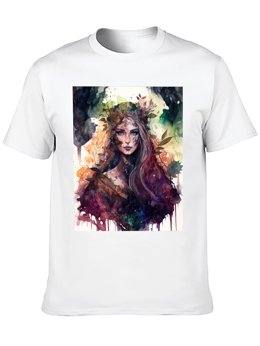 Camiseta Negra con Diseño de Ninfa de Bosque