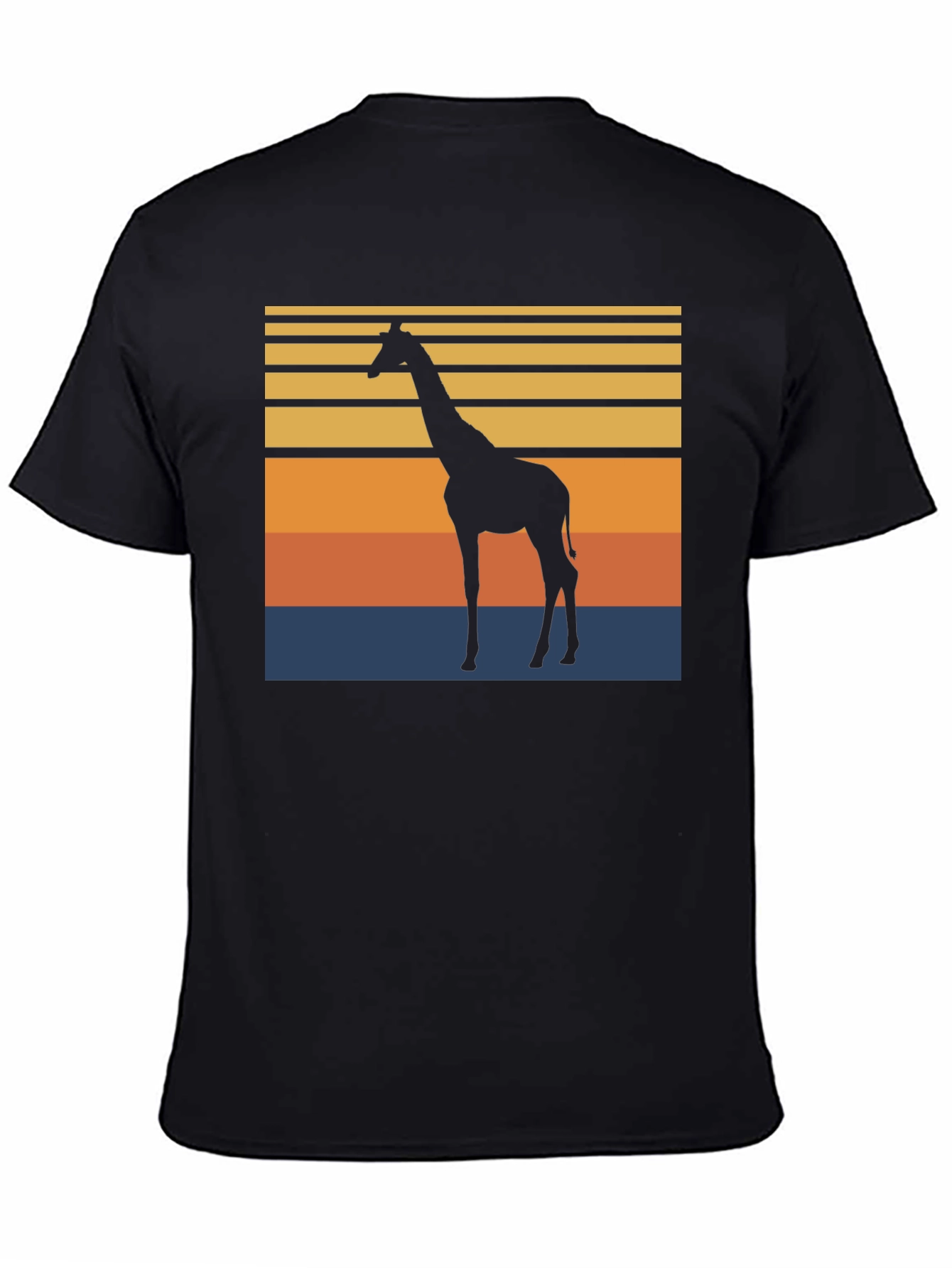 Camiseta Negra con Diseño Retro de Jirafa