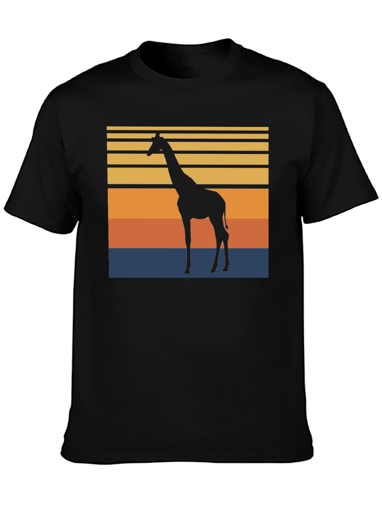 Camiseta Negra con Diseño Retro de Jirafa