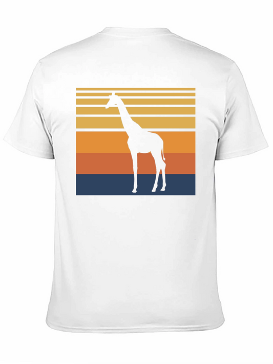 Camiseta Negra con Diseño Retro de Jirafa
