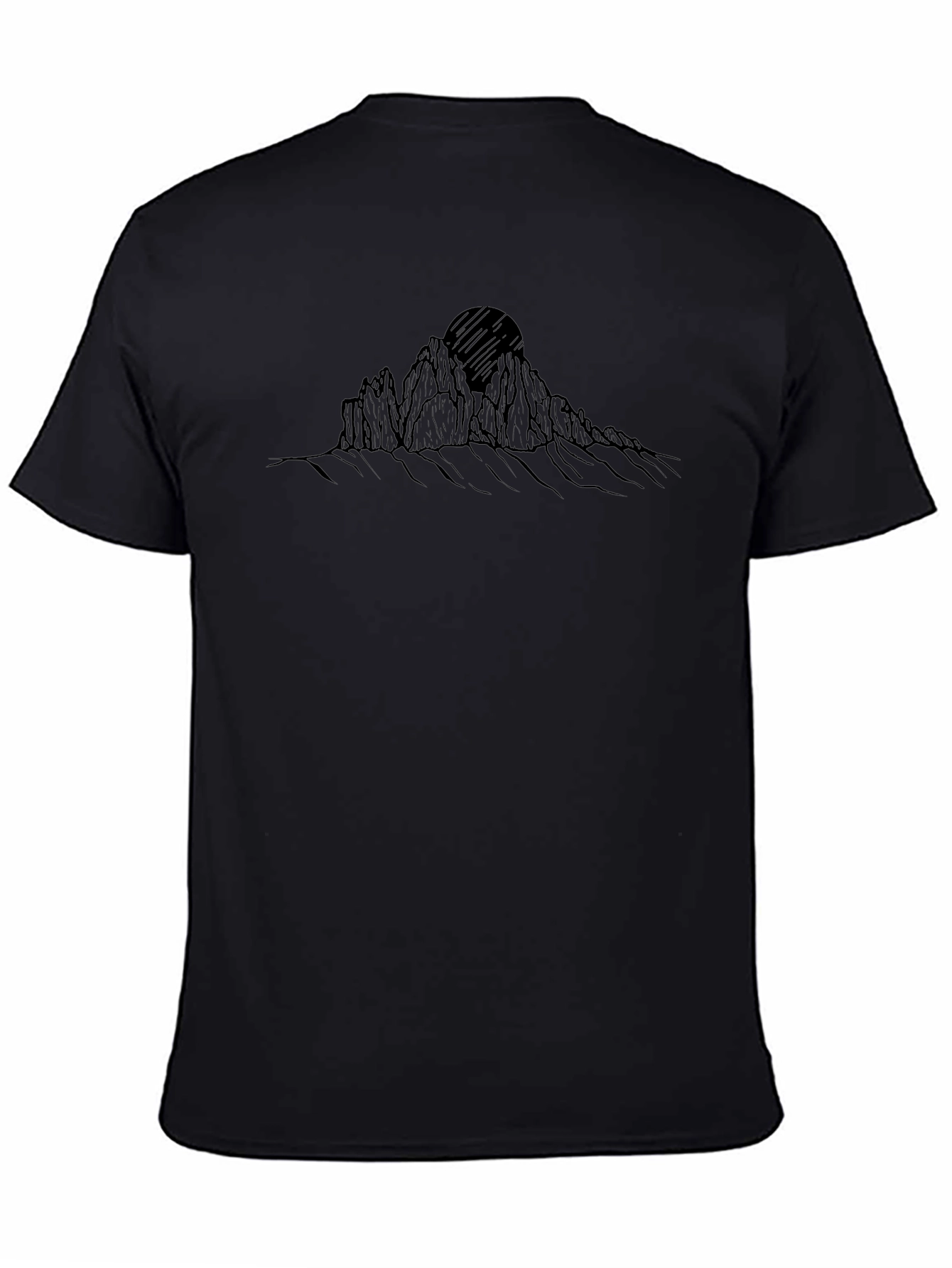Camiseta Negra Montañas y Sol