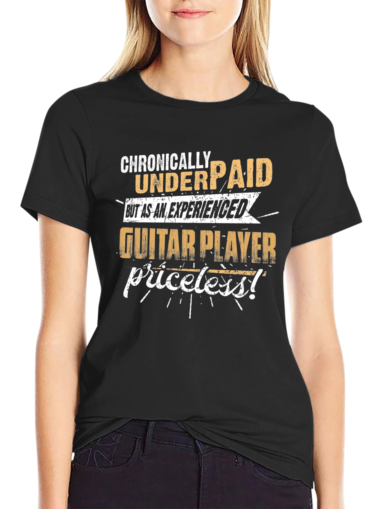 Camiseta Negra: Guitarrista Experimentado - ¡Invaluable!