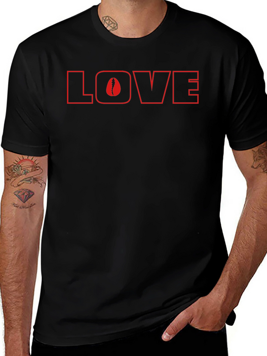 Camiseta Negra Love con Diseño de Columna Vertebral