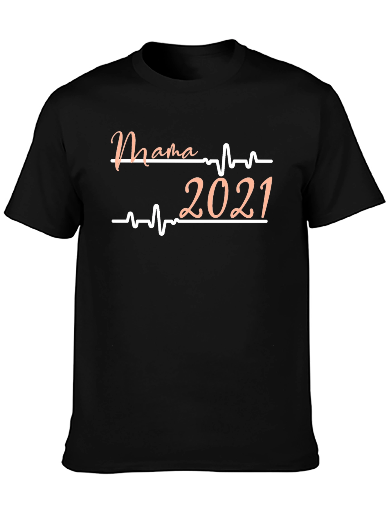 Camiseta Negra Mama 2021 con Diseño de Latido