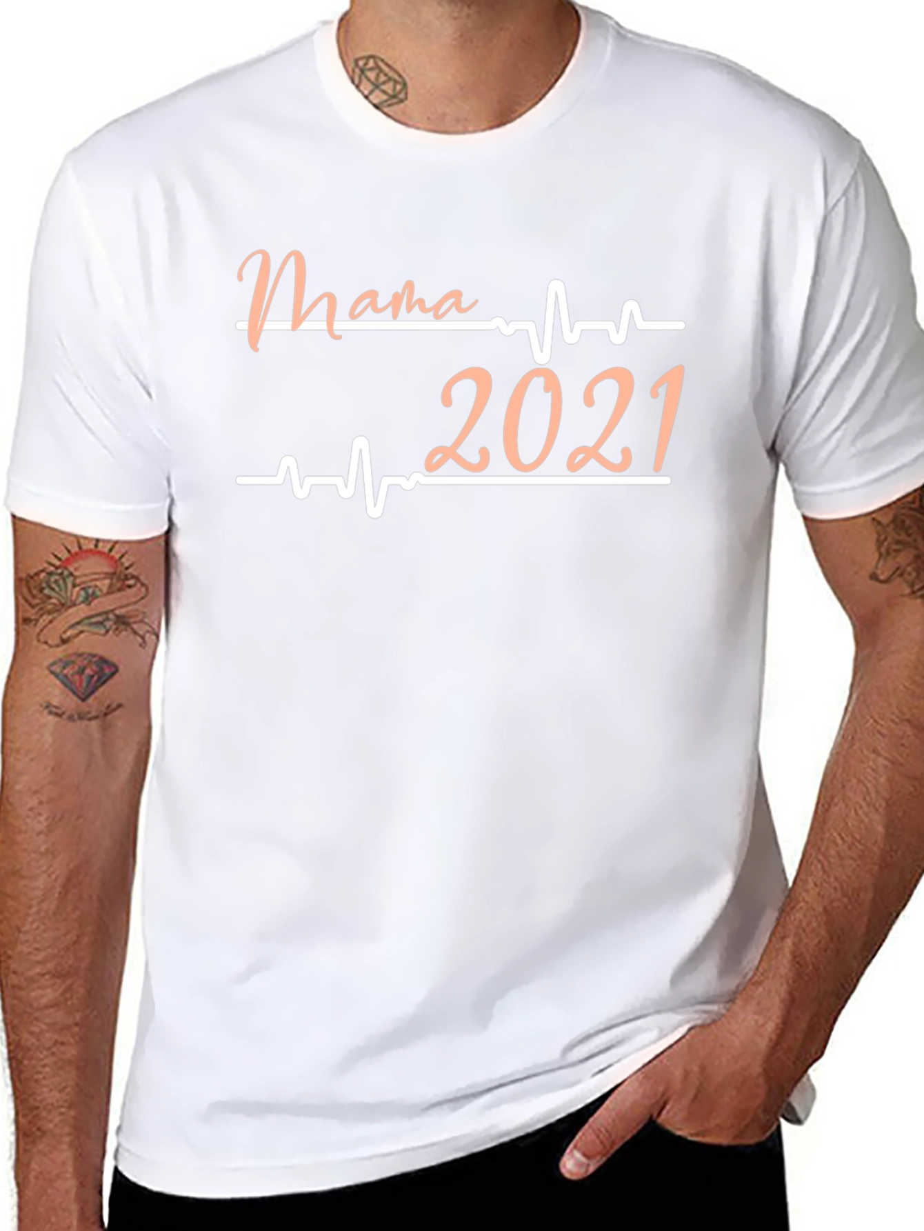 Camiseta Negra Mama 2021 con Diseño de Latido