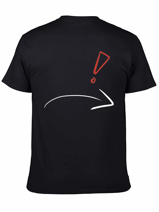 Camiseta Negra con Diseño de Exclamación y Flecha