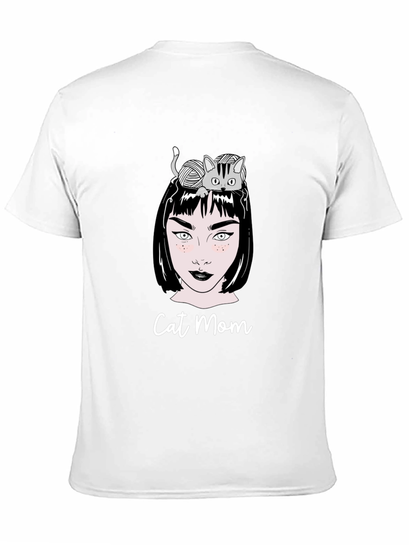 Camiseta Negra Cat Mom Estampada