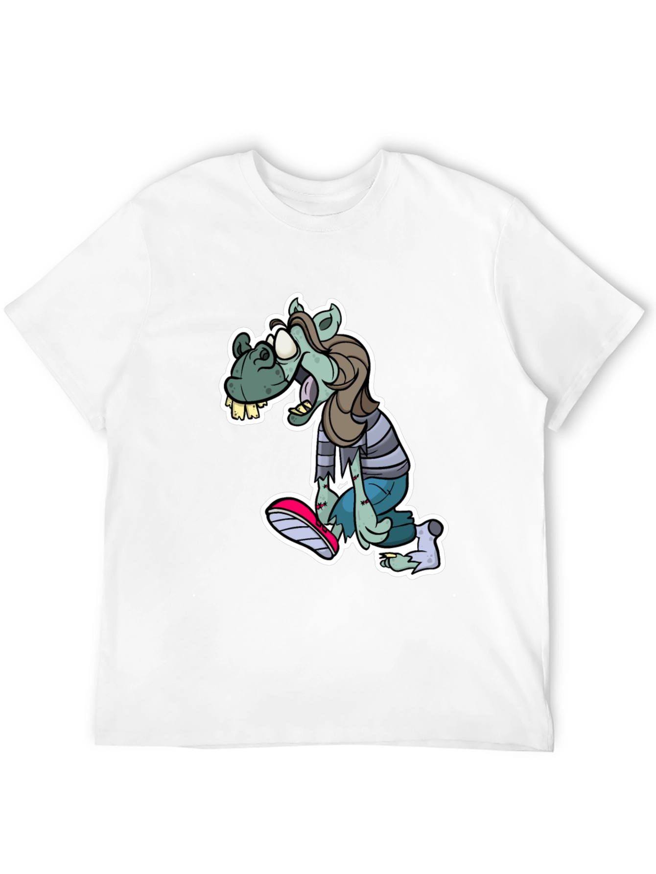 Camiseta Negra Estampada con Zombie Divertido