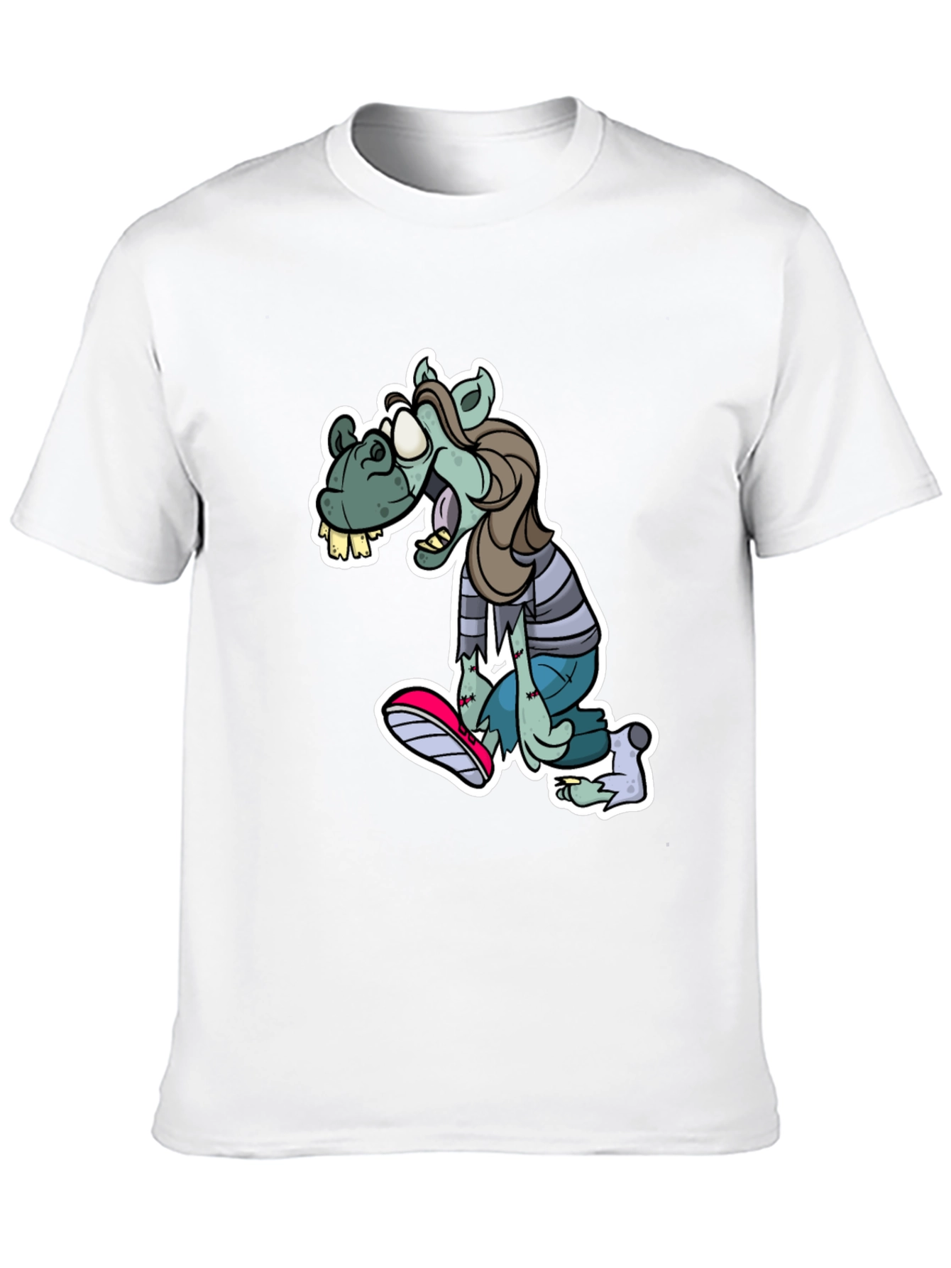 Camiseta Negra Estampada con Zombie Divertido