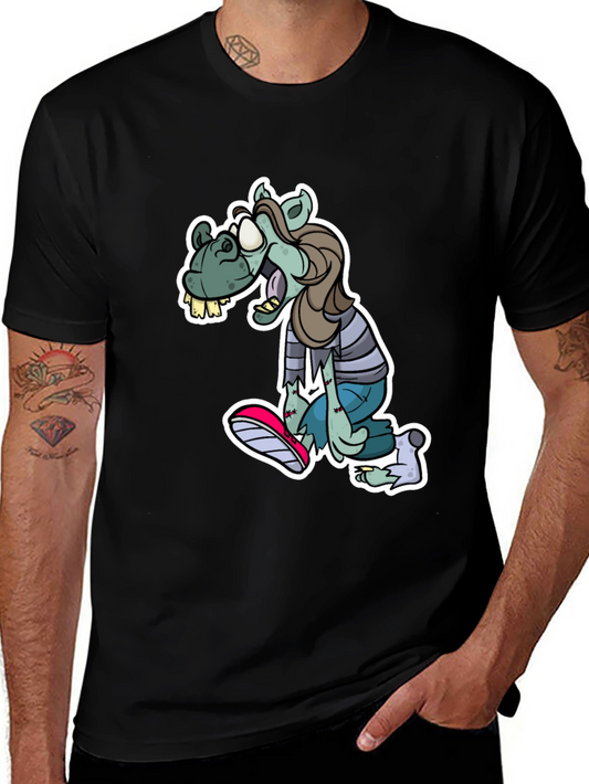 Camiseta Negra Estampada con Zombie Divertido