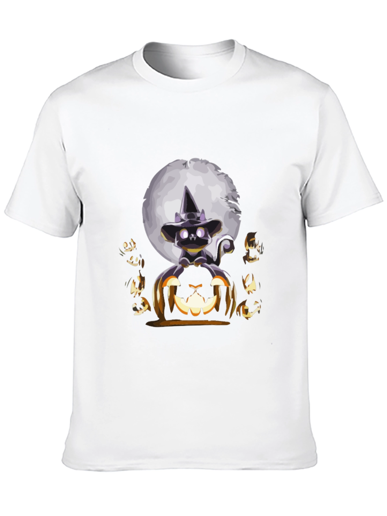 Camiseta Halloween Gato Bruja Calabaza Luna