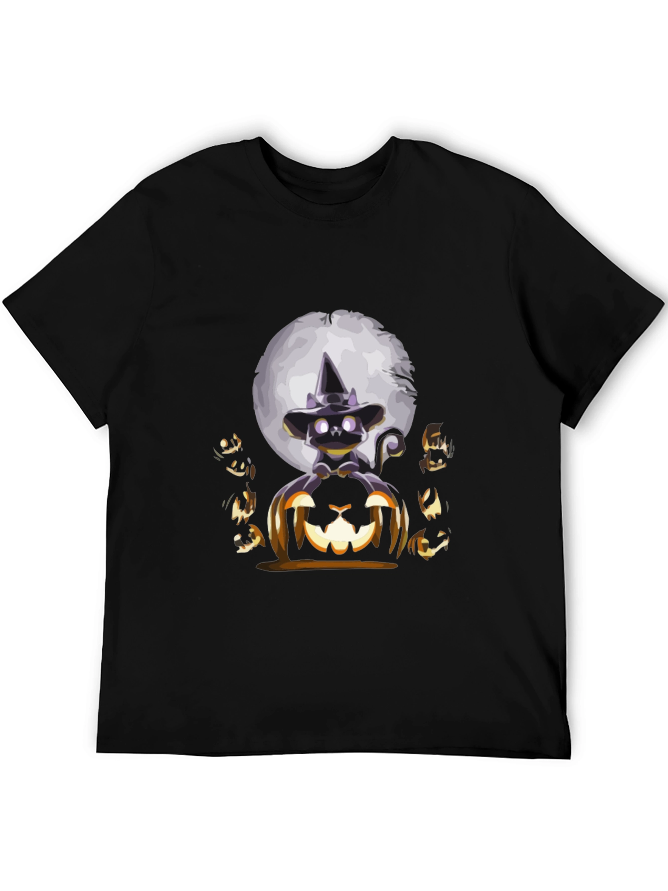 Camiseta Halloween Gato Bruja Calabaza Luna