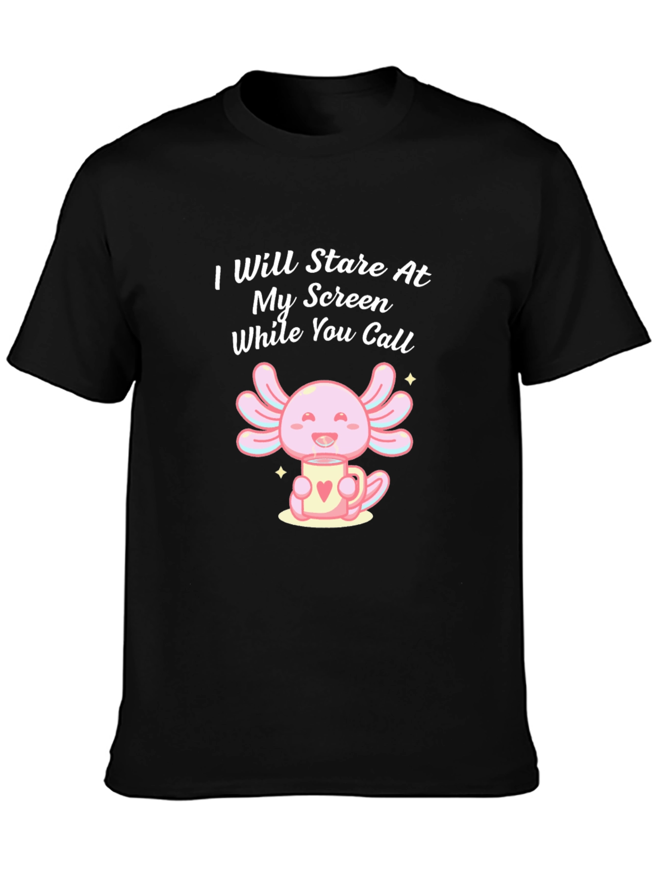 Camiseta Negra con Estampado de Axolote y Texto Divertido
