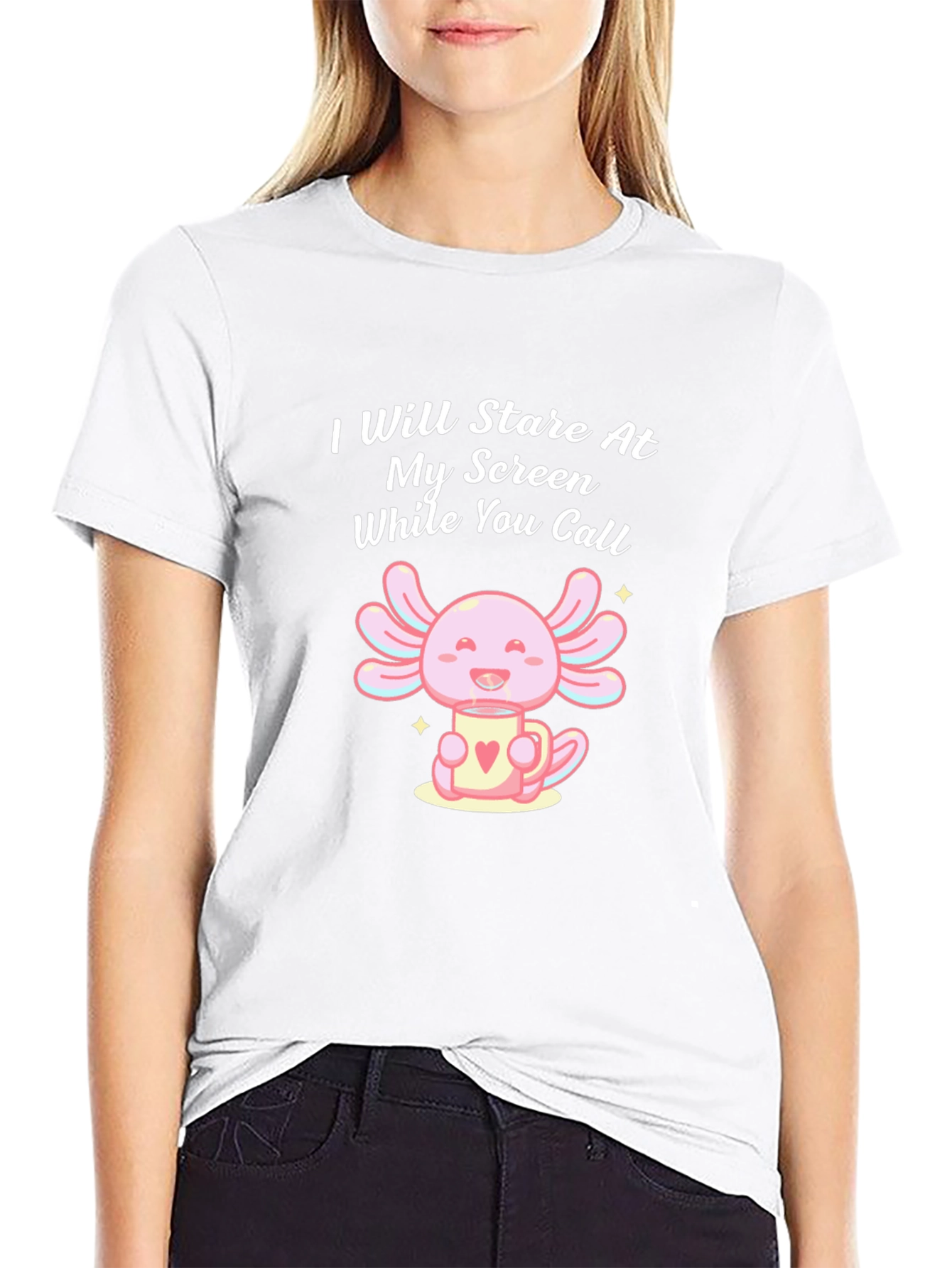 Camiseta Negra con Estampado de Axolote y Texto Divertido
