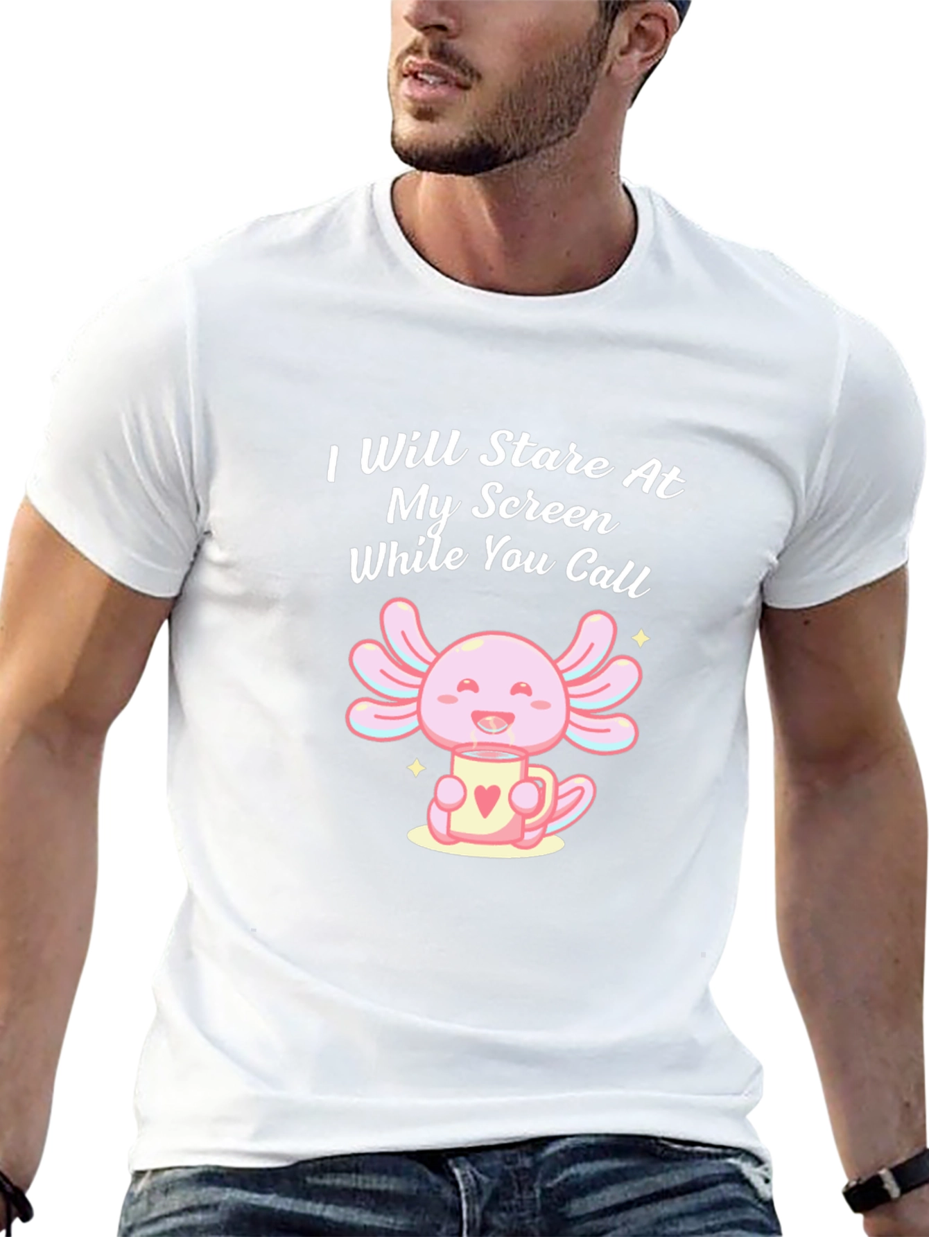 Camiseta Negra con Estampado de Axolote y Texto Divertido