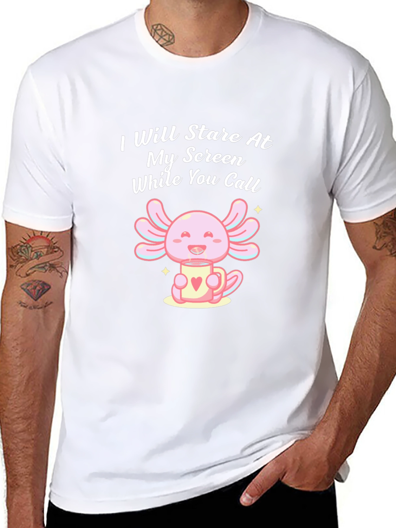 Camiseta Negra con Estampado de Axolote y Texto Divertido