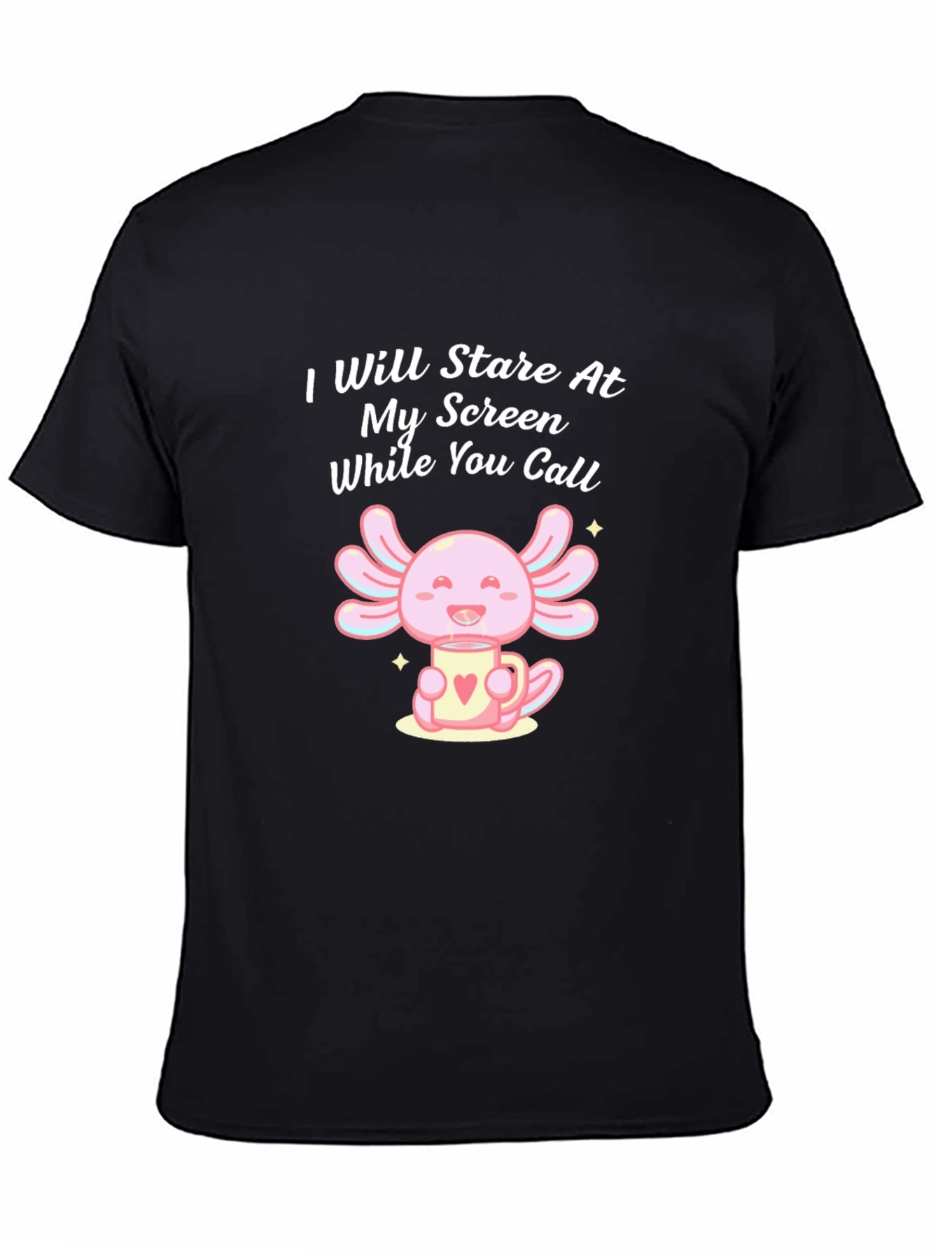 Camiseta Negra con Estampado de Axolote y Texto Divertido
