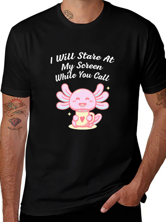 Camiseta Negra con Estampado de Axolote y Texto Divertido