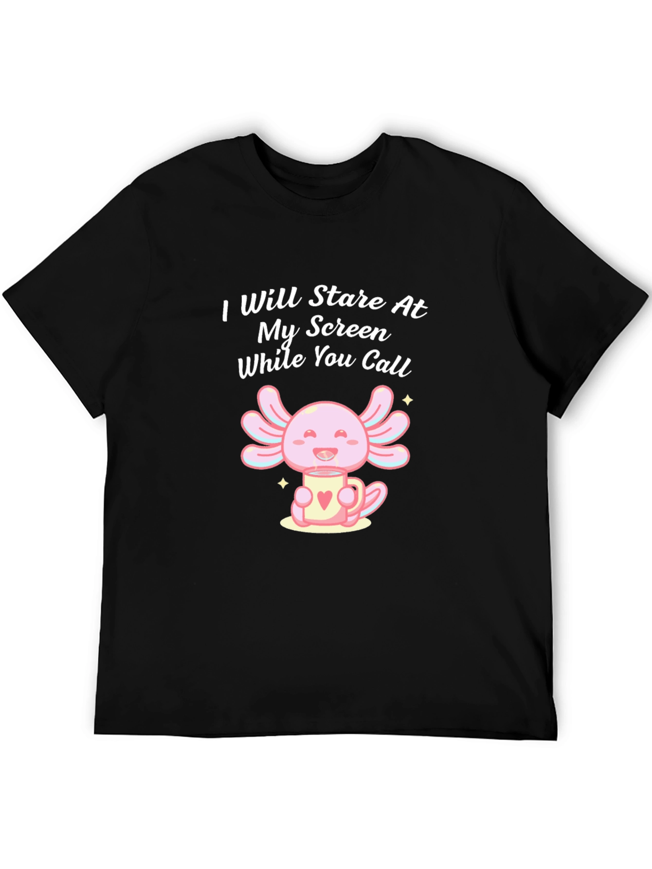 Camiseta Negra con Estampado de Axolote y Texto Divertido