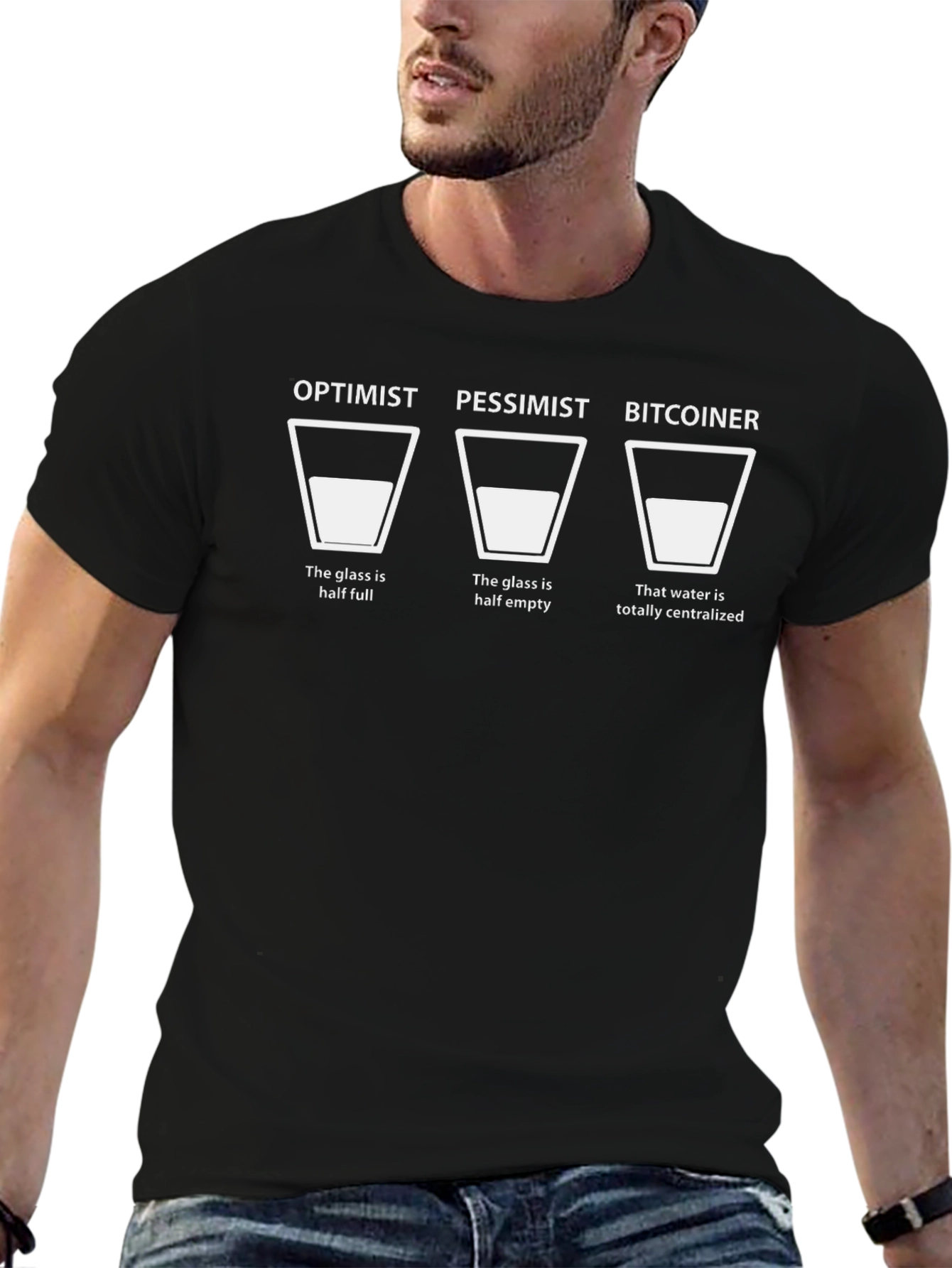 Camiseta Bitcoin Optimista Pesimista Divertida