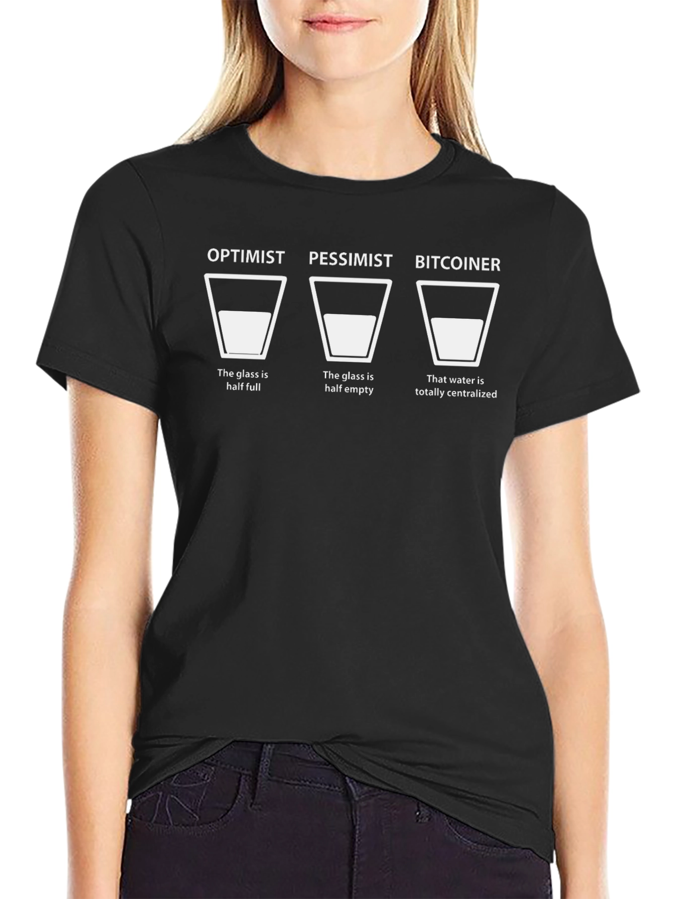 Camiseta Bitcoin Optimista Pesimista Divertida