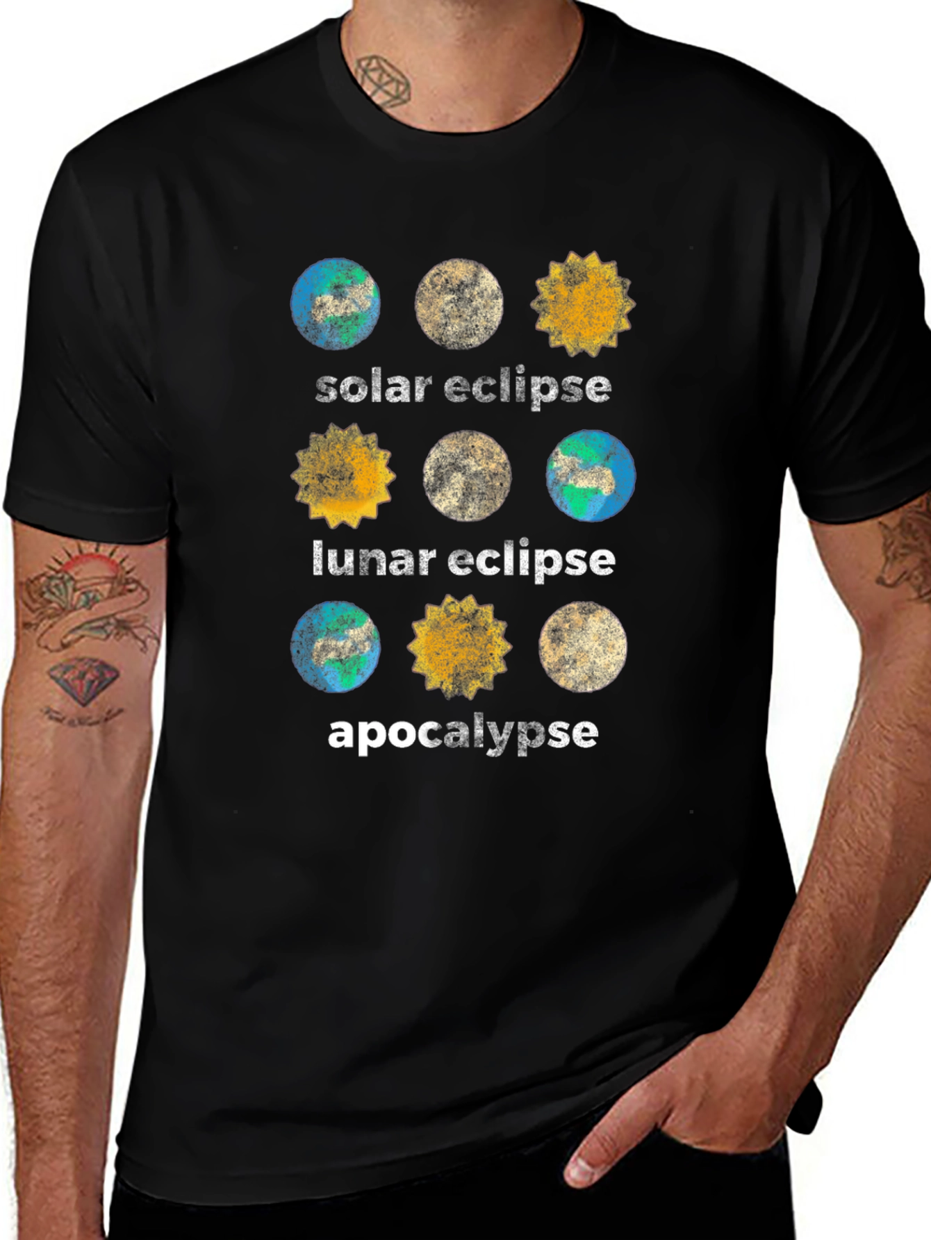 Camiseta Negra Eclipse Solar Lunar y Apocalipsis