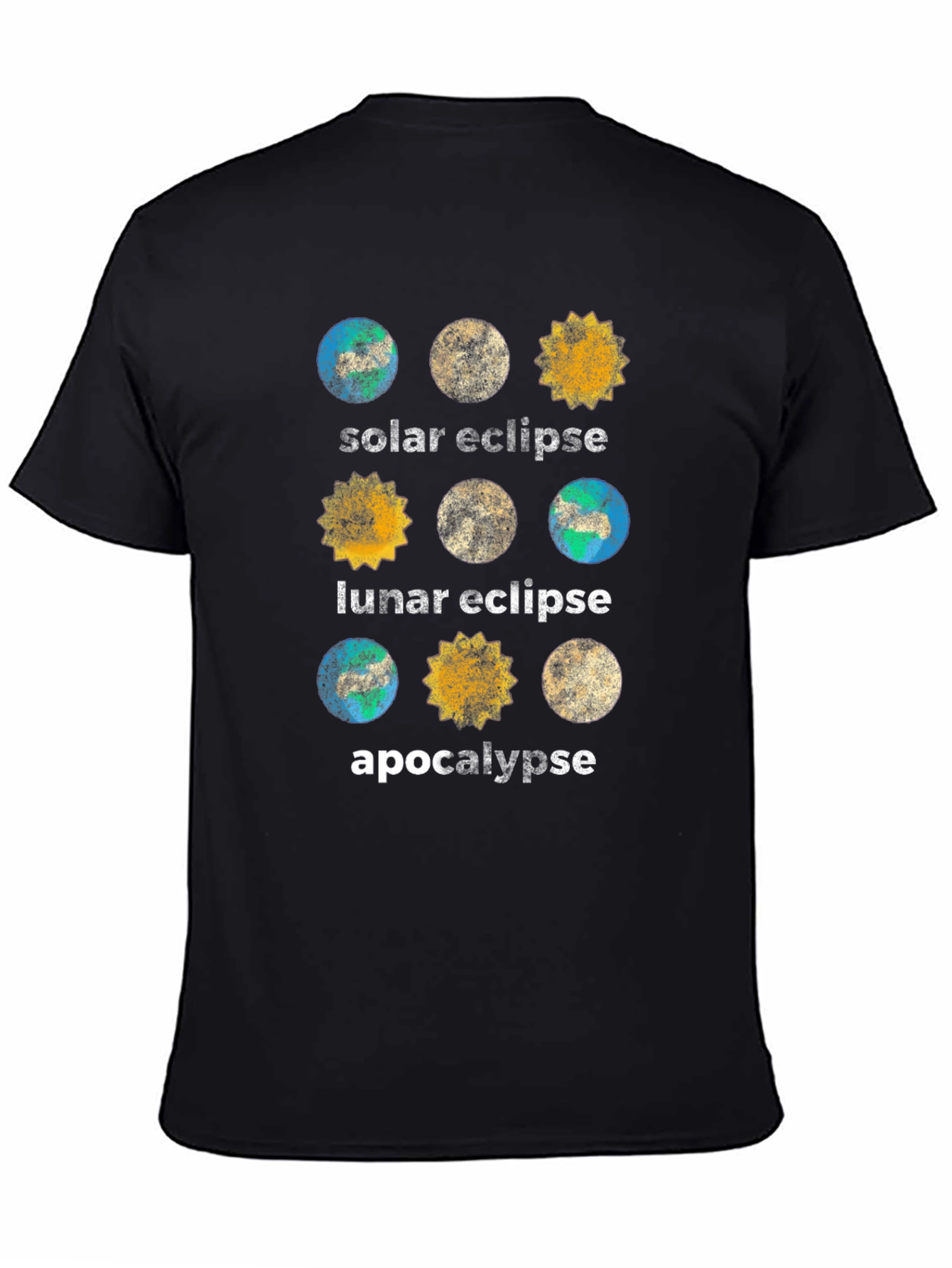 Camiseta Negra Eclipse Solar Lunar y Apocalipsis