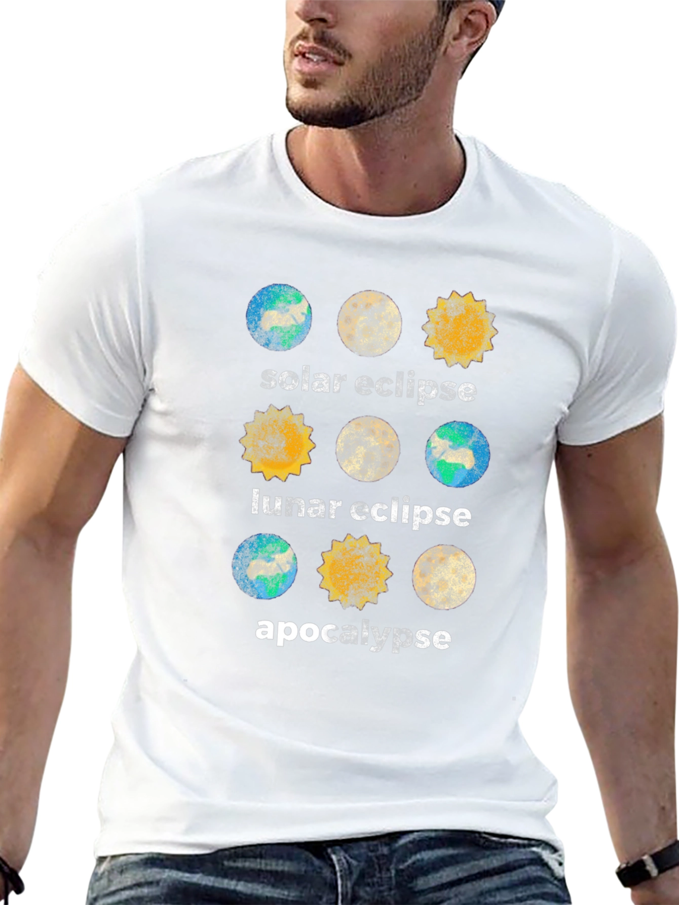 Camiseta Negra Eclipse Solar Lunar y Apocalipsis