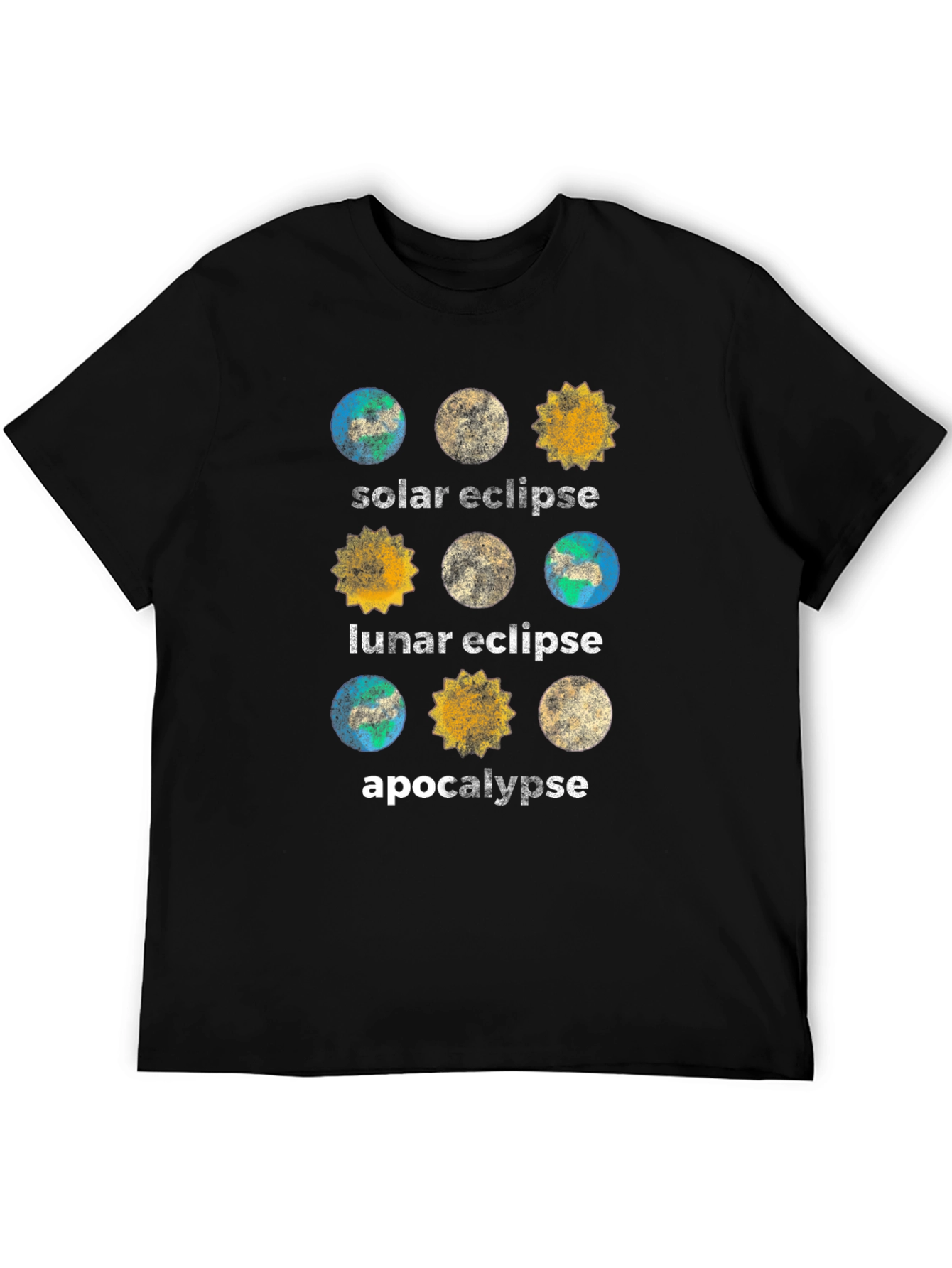 Camiseta Negra Eclipse Solar Lunar y Apocalipsis