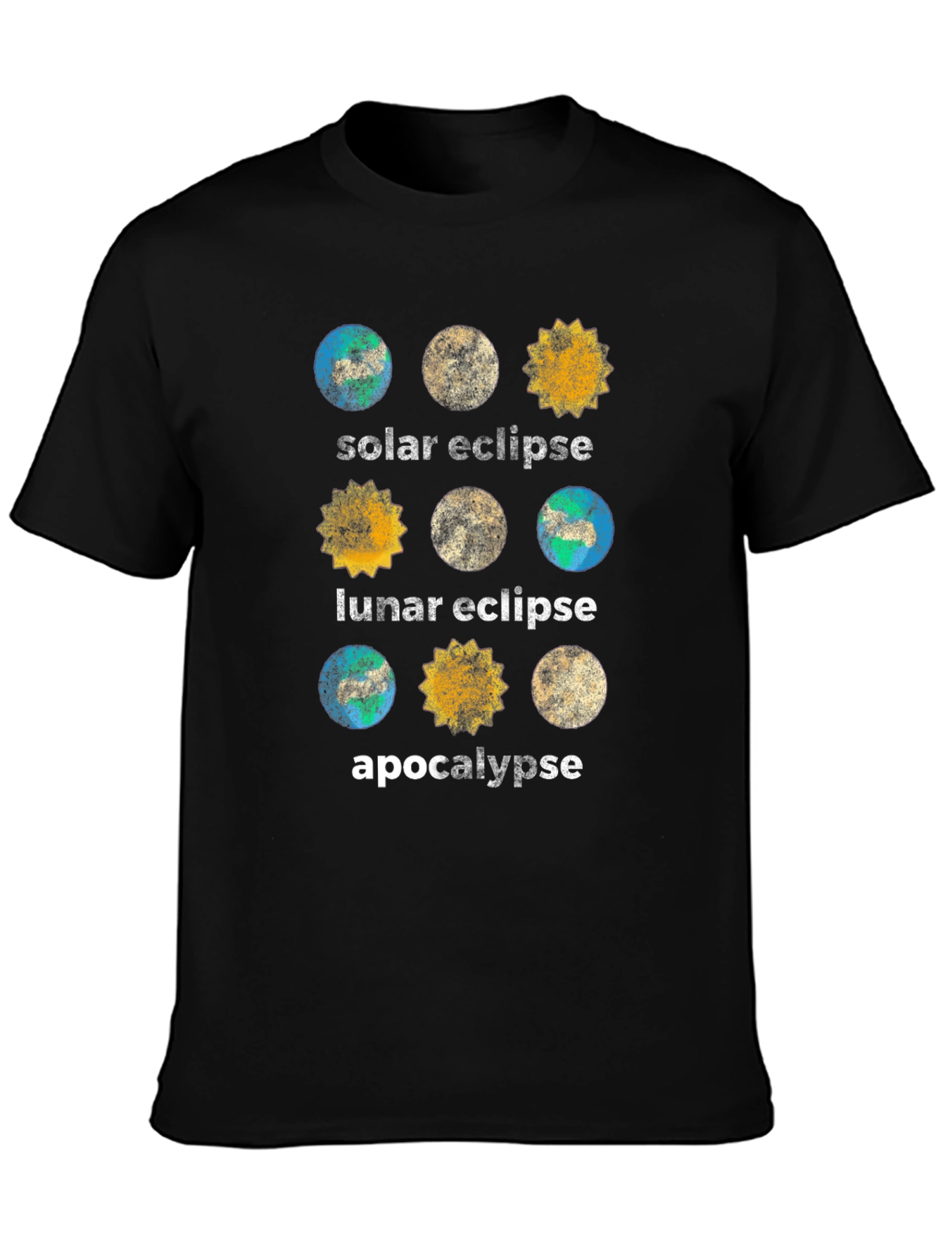 Camiseta Negra Eclipse Solar Lunar y Apocalipsis