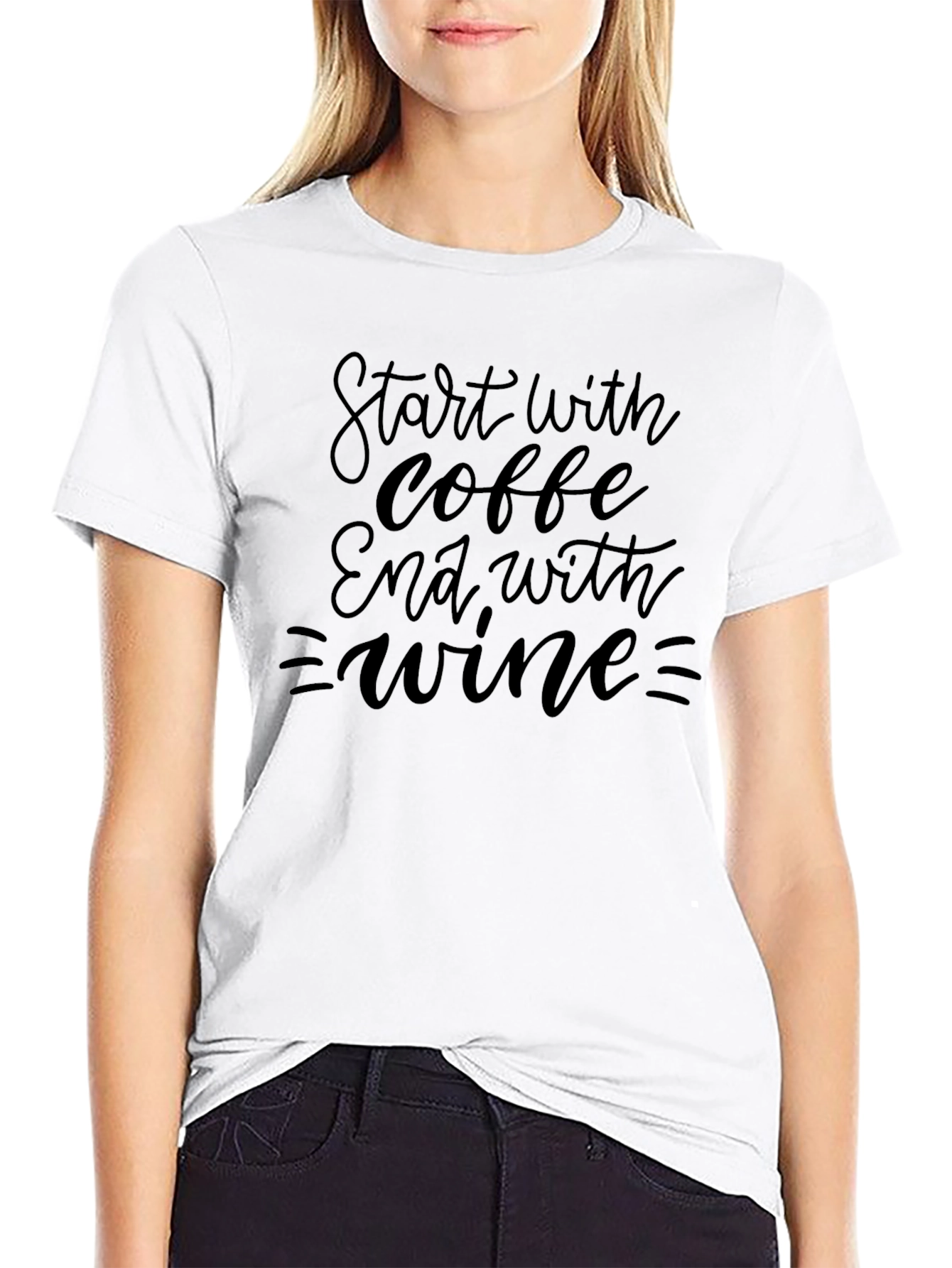 Camiseta Negra: Café y Vino