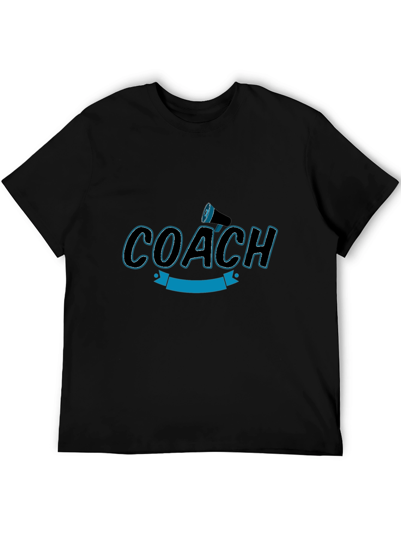 Camiseta Negra Coach con Megáfono - Diseño Deportivo