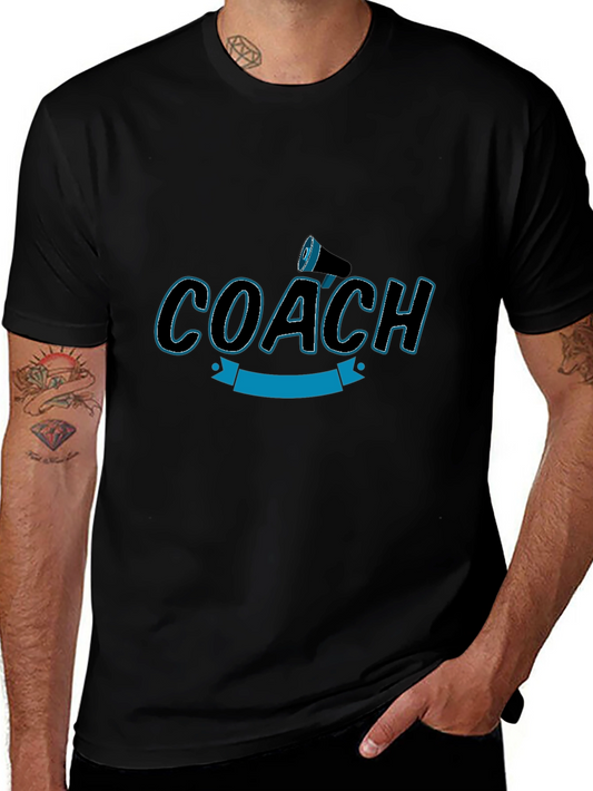 Camiseta Negra Coach con Megáfono - Diseño Deportivo
