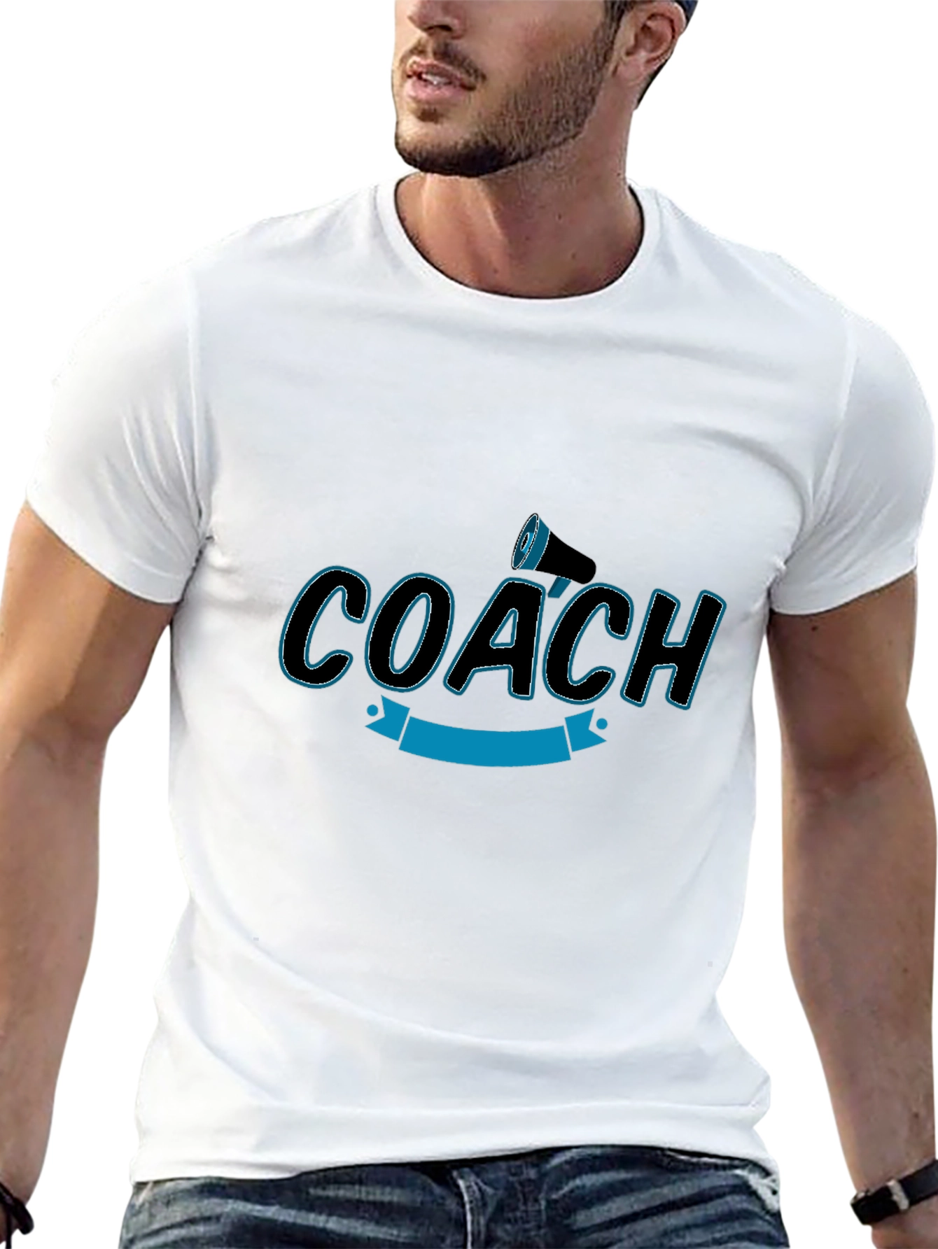 Camiseta Negra Coach con Megáfono - Diseño Deportivo