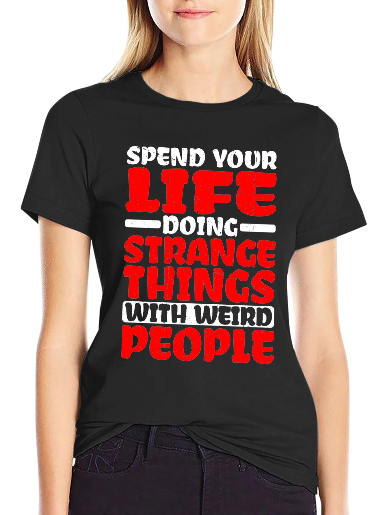 Camiseta Negra: Vive Extraño con Gente Rara