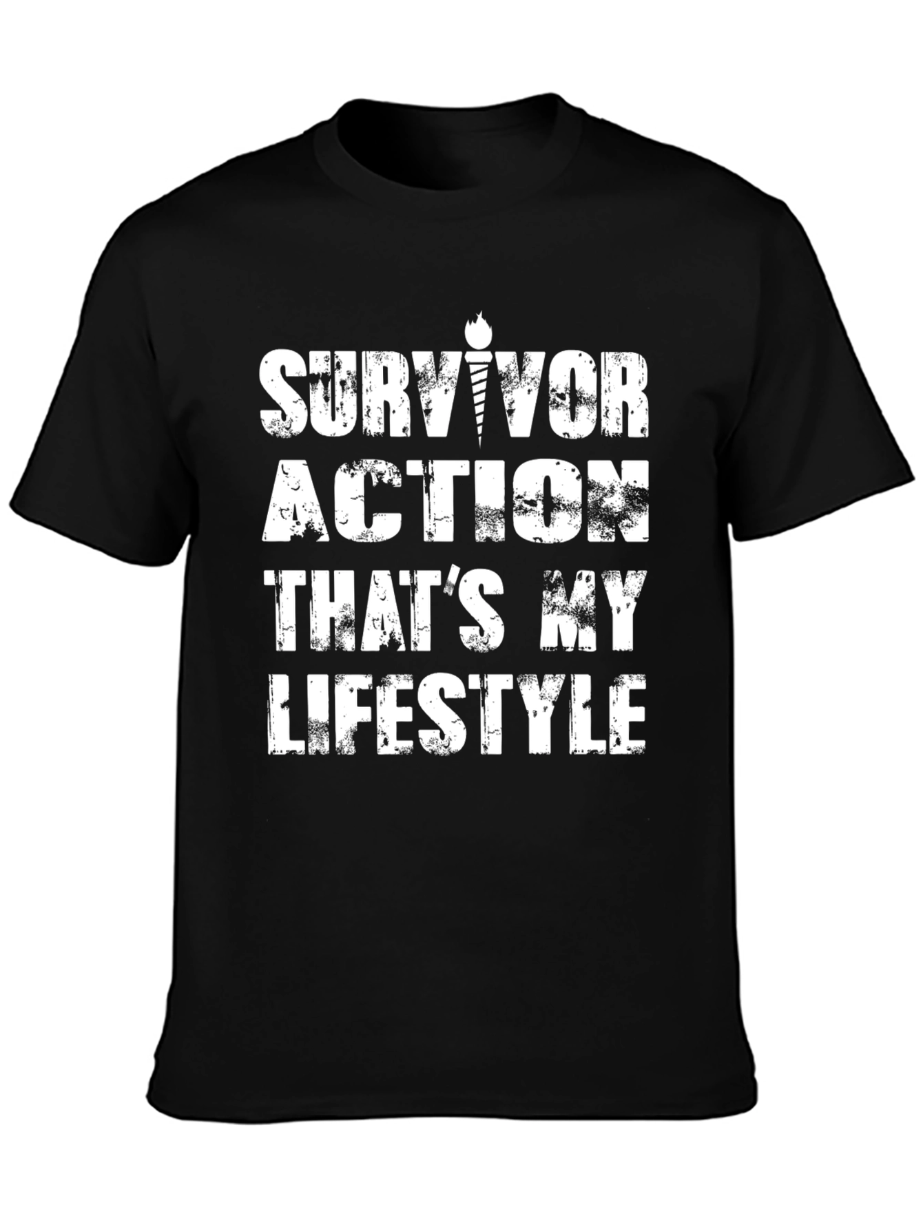 Camiseta Negra con Diseño Survivor