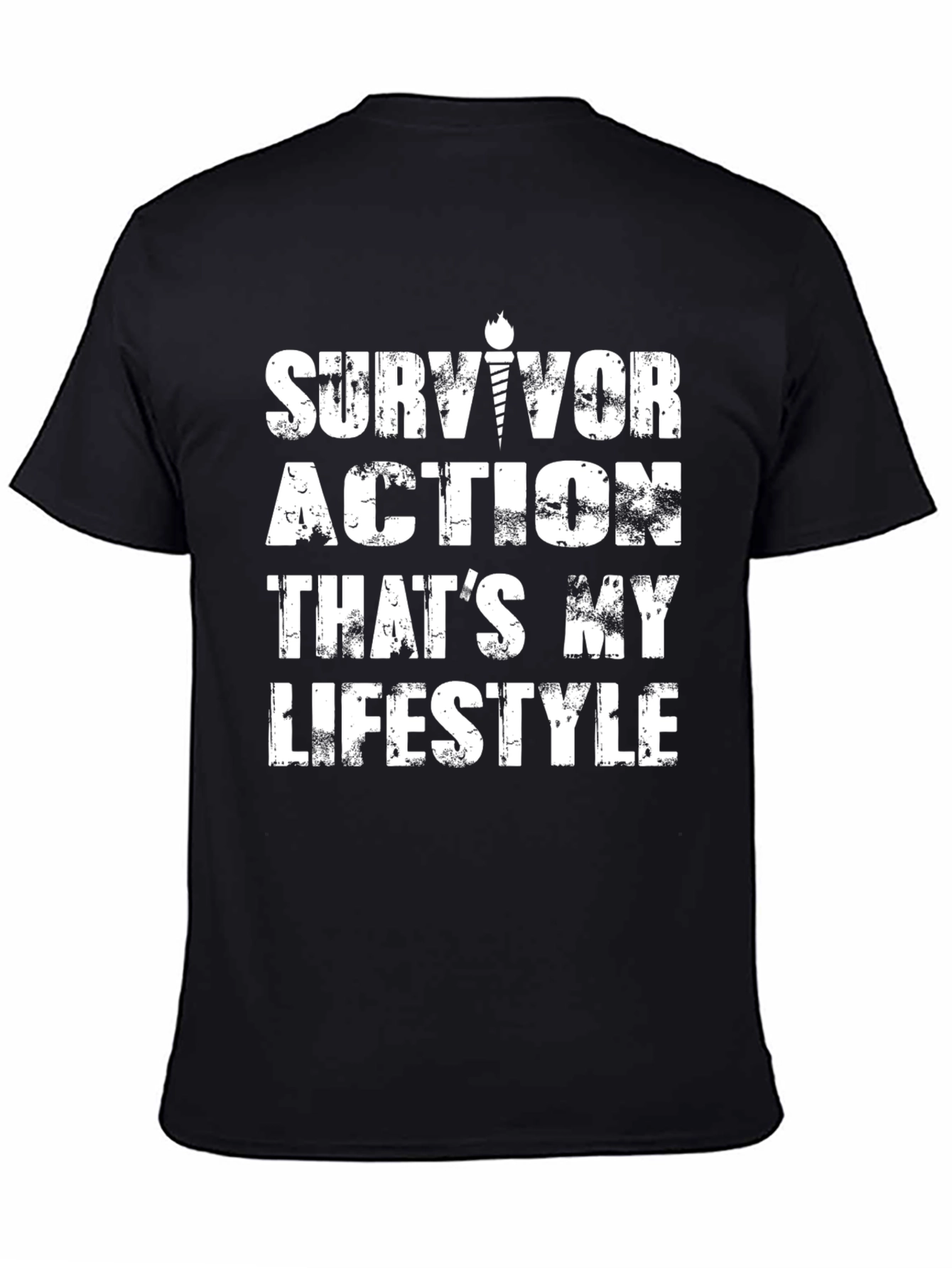 Camiseta Negra con Diseño Survivor