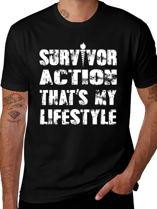 Camiseta Negra con Diseño Survivor